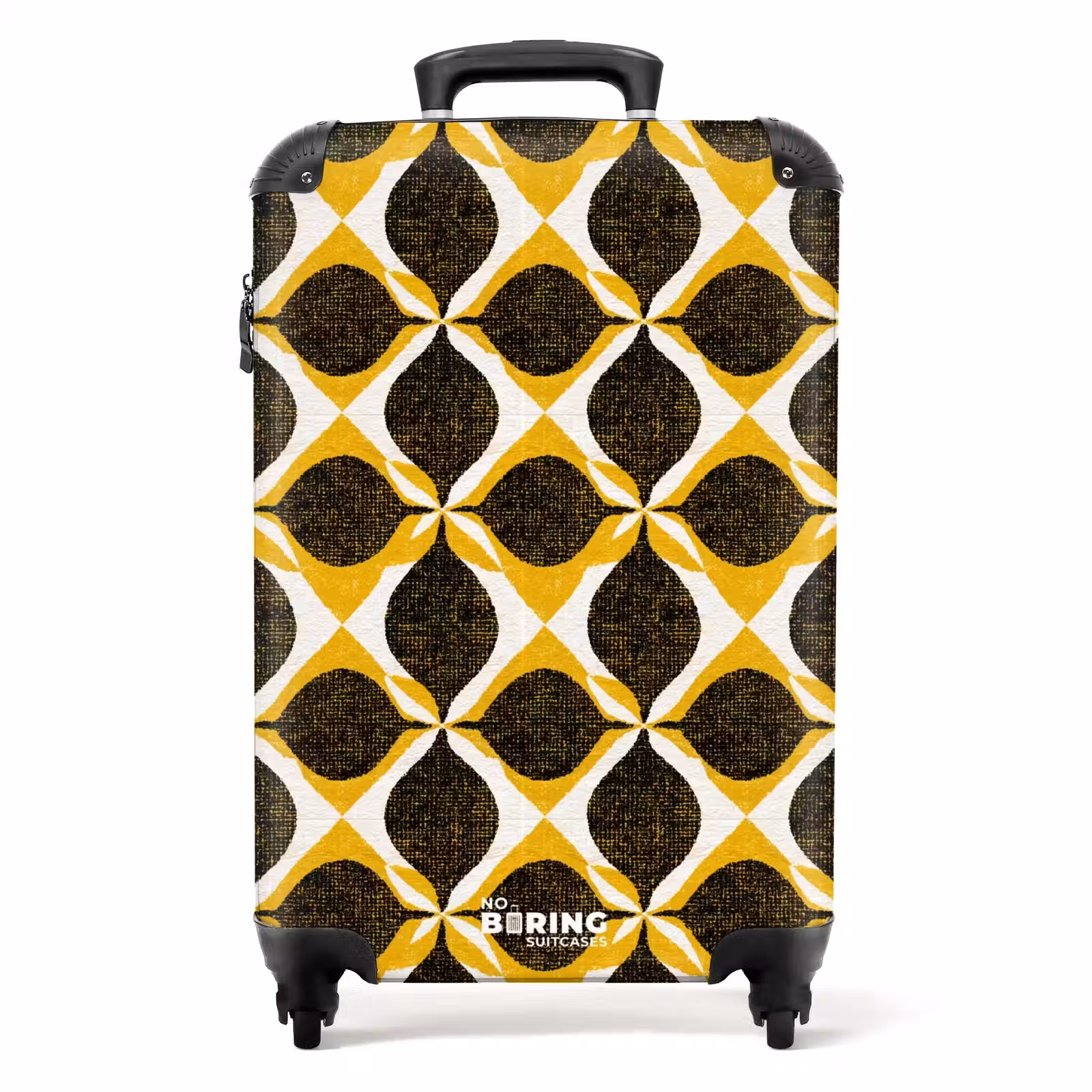 Koffer - Geel - Zwart - Geometrisch - Retro - Textuur - Geel - Zwart - Geometrisch - Retro - Textuur NBS - Handbagage koffer - Volwassenen Unisex middel