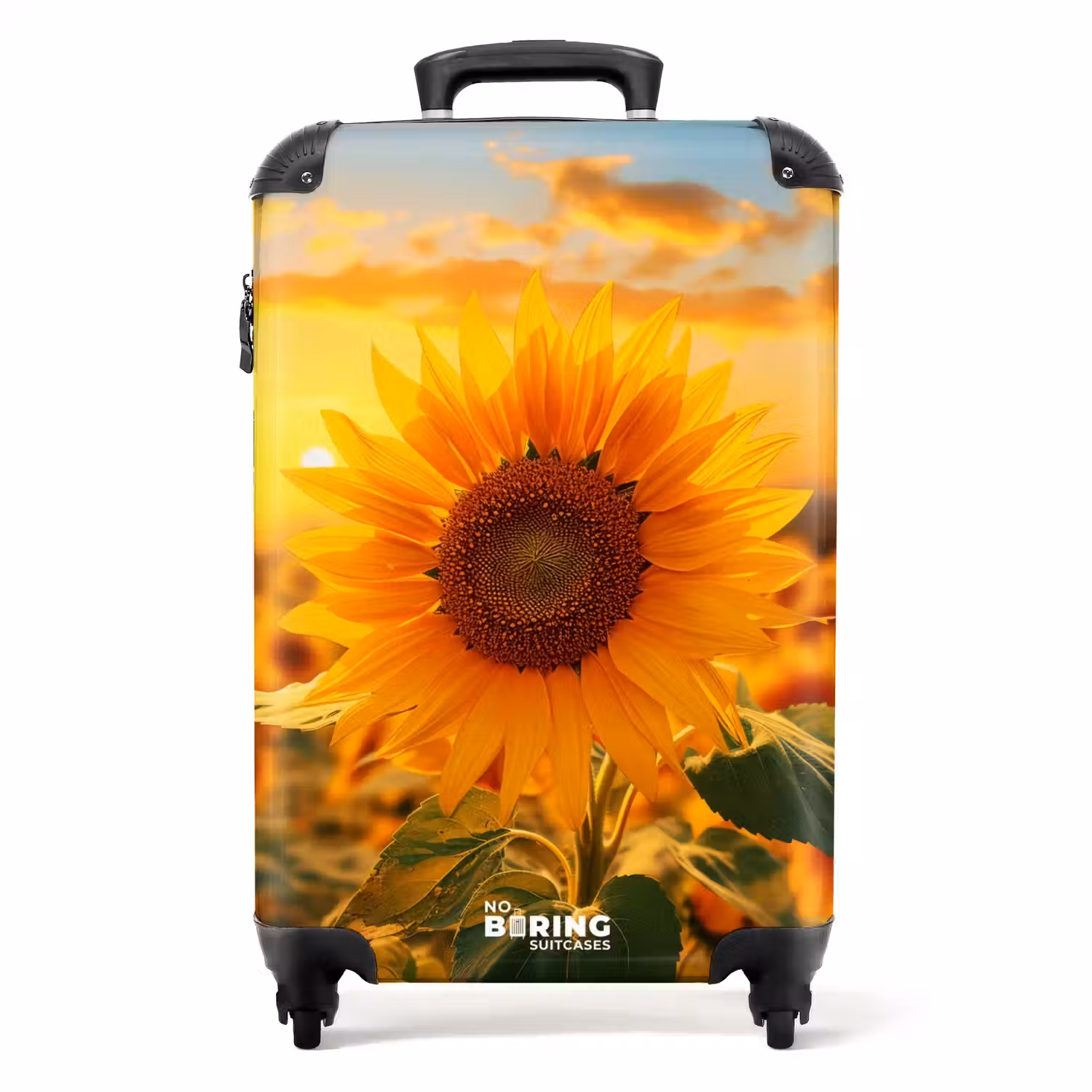 Gele zonnebloem bij zonsondergang NBS - Handbagage koffer - Unisex middel -productfoto_recht