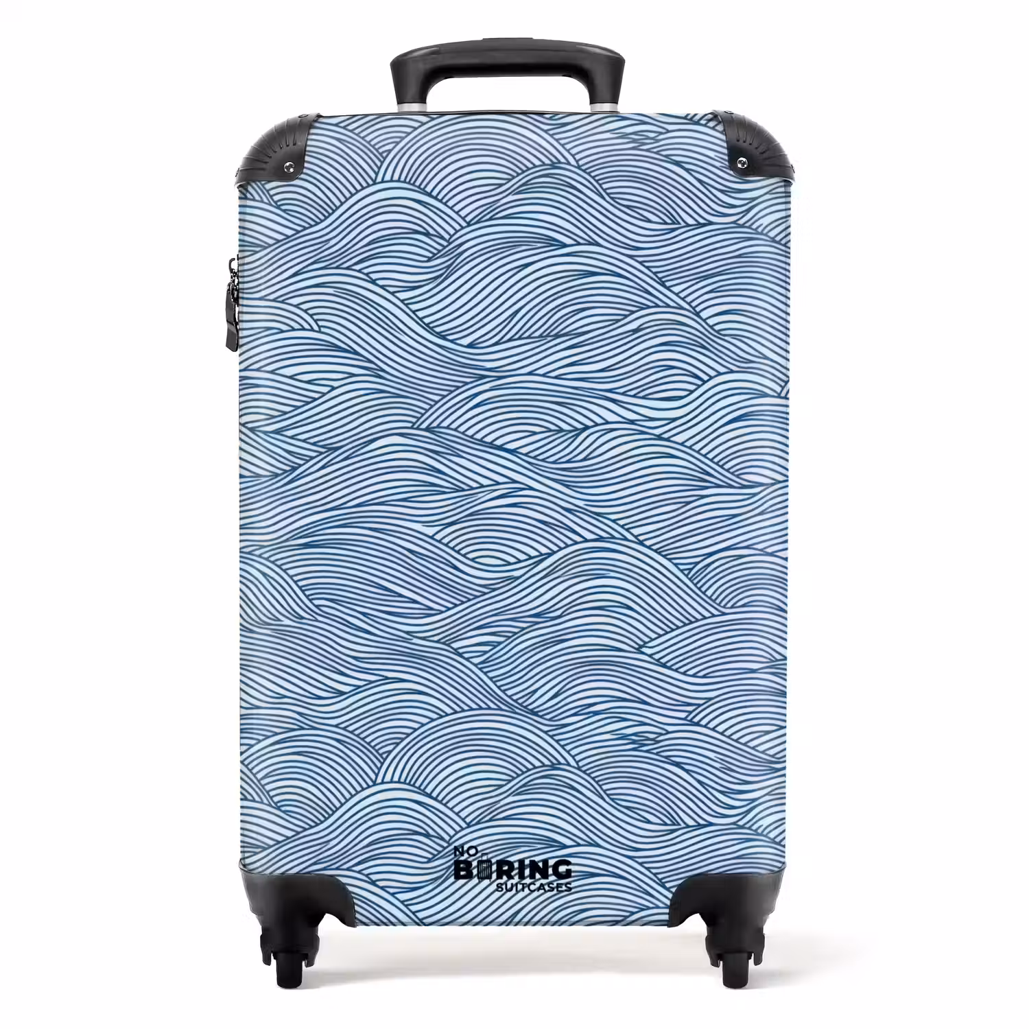 Golven - Ritmisch - Blauw NBS - Handbagage koffer - Volwassenen Unisex middel -productfoto_recht