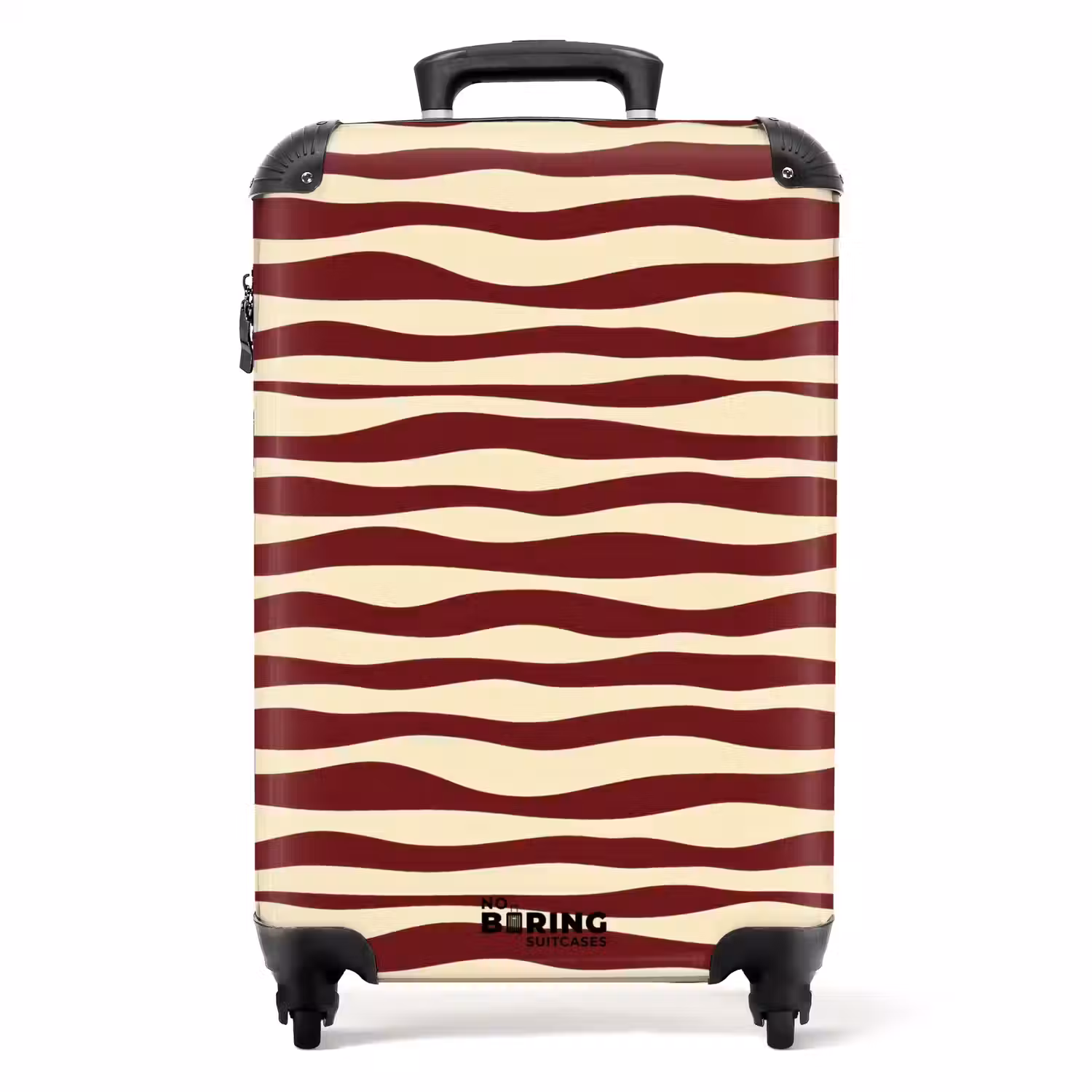 Golven - Rood - Patroon - Crème NBS - Handbagage koffer - Volwassenen Unisex middel -productfoto_recht