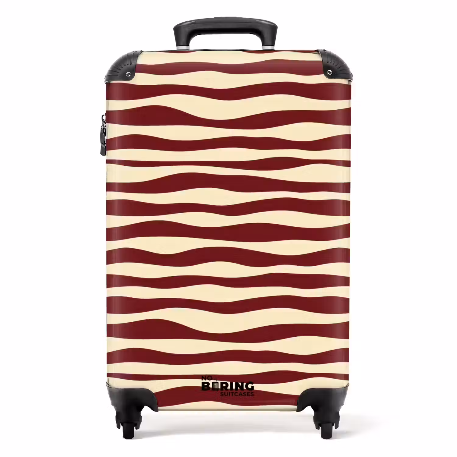 Golven - Rood - Patroon - Crème NBS - Handbagage koffer - Volwassenen Unisex middel -productfoto_recht