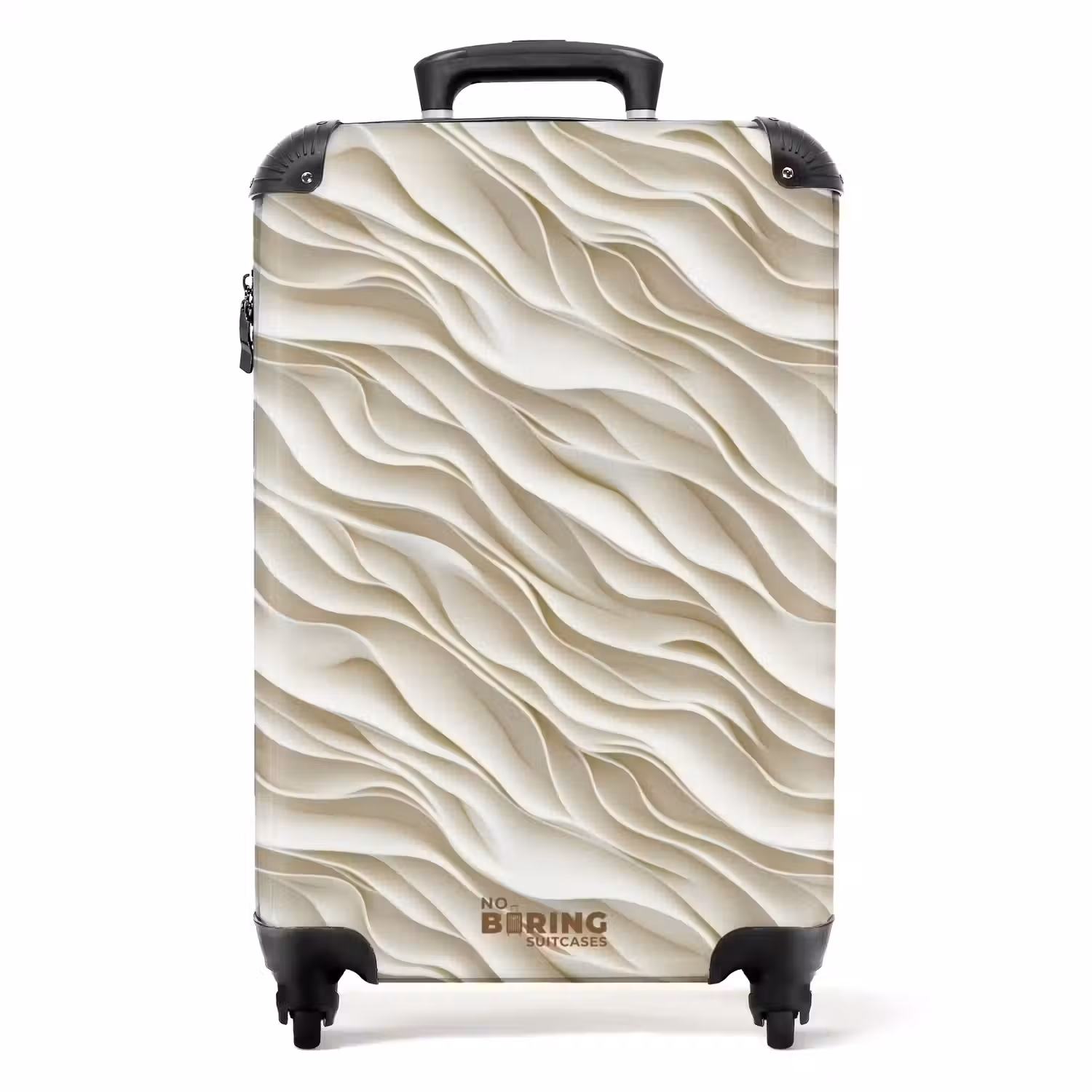 Golven - Wit - Minimalistisch NBS - Handbagage koffer - Volwassenen Unisex middel -productfoto_recht