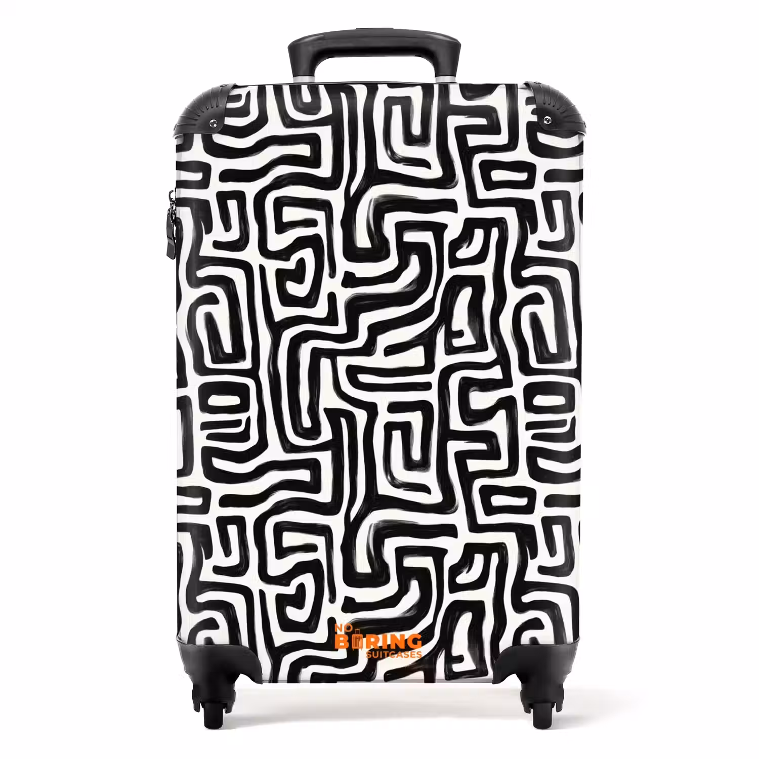 Grafisch - Lijnen - Zwart - Wit NBS - Handbagage koffer - Volwassenen Unisex middel -productfoto_recht