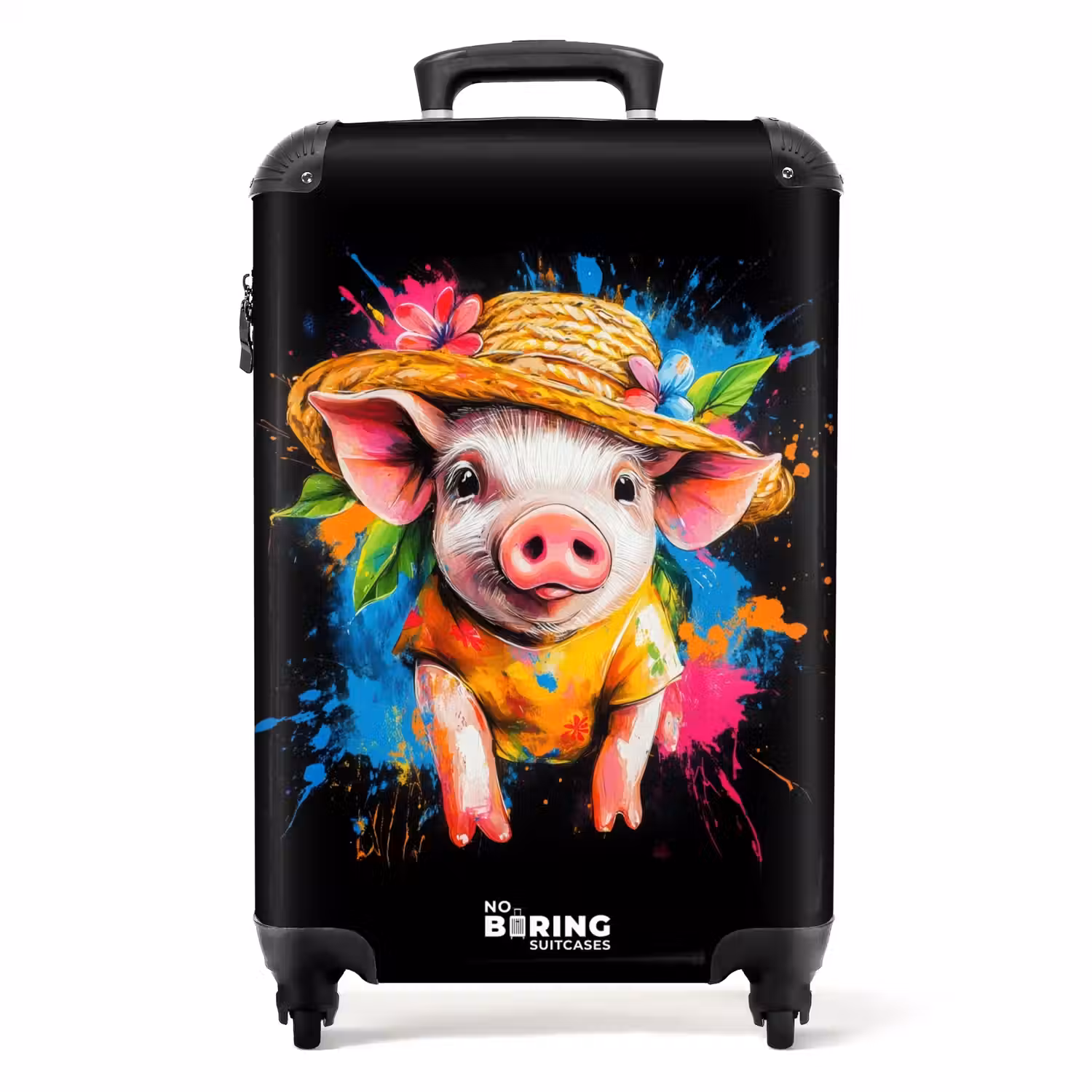 Grappige varken met hoed illustratie NBS - Handbagage koffer - Unisex middel -productfoto_recht