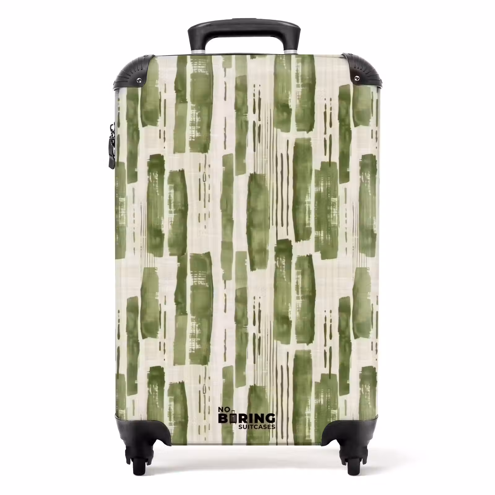 Koffer - Groen - Abstract - Penseelstreken - Linnen - Patroon - Groen - Abstract - Penseelstreken - Linnen - Patroon NBS - Handbagage koffer - Volwassenen Unisex middel