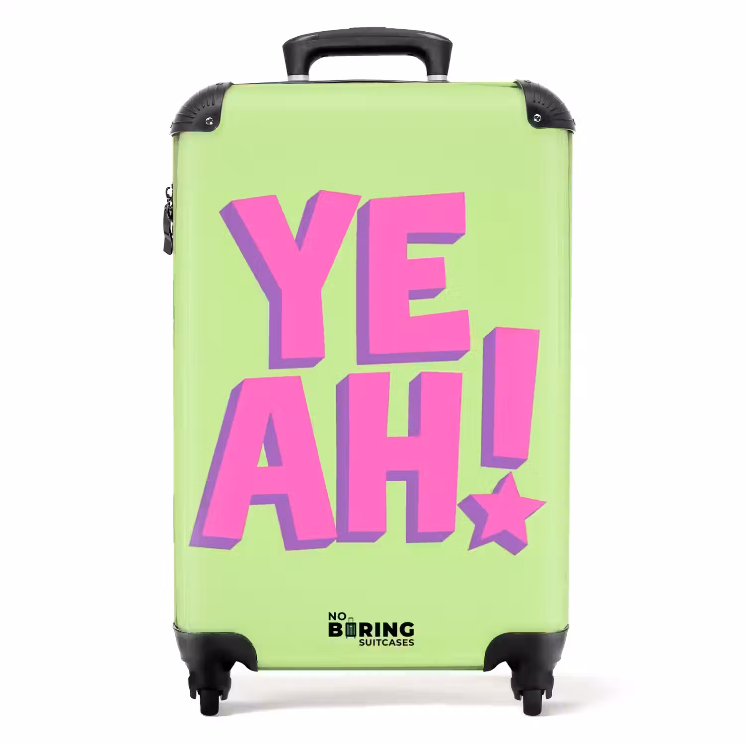 Groen - Neon - Quote NBS - Handbagage koffer - Volwassenen Unisex middel -productfoto_recht