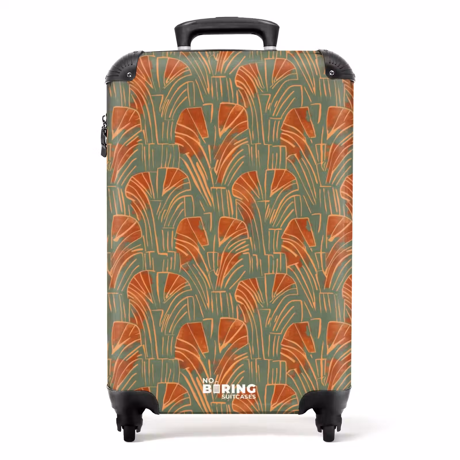 Koffer - Groen - Terracotta - Deco - Waaiers - Groen - Terracotta - Deco - Waaiers NBS - Handbagage koffer - Volwassenen Unisex middel