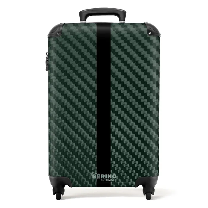Groene carbonstructuur met zwarte middenstreep NBS - Handbagage koffer - Volwassenen Unisex middel -productfoto_recht