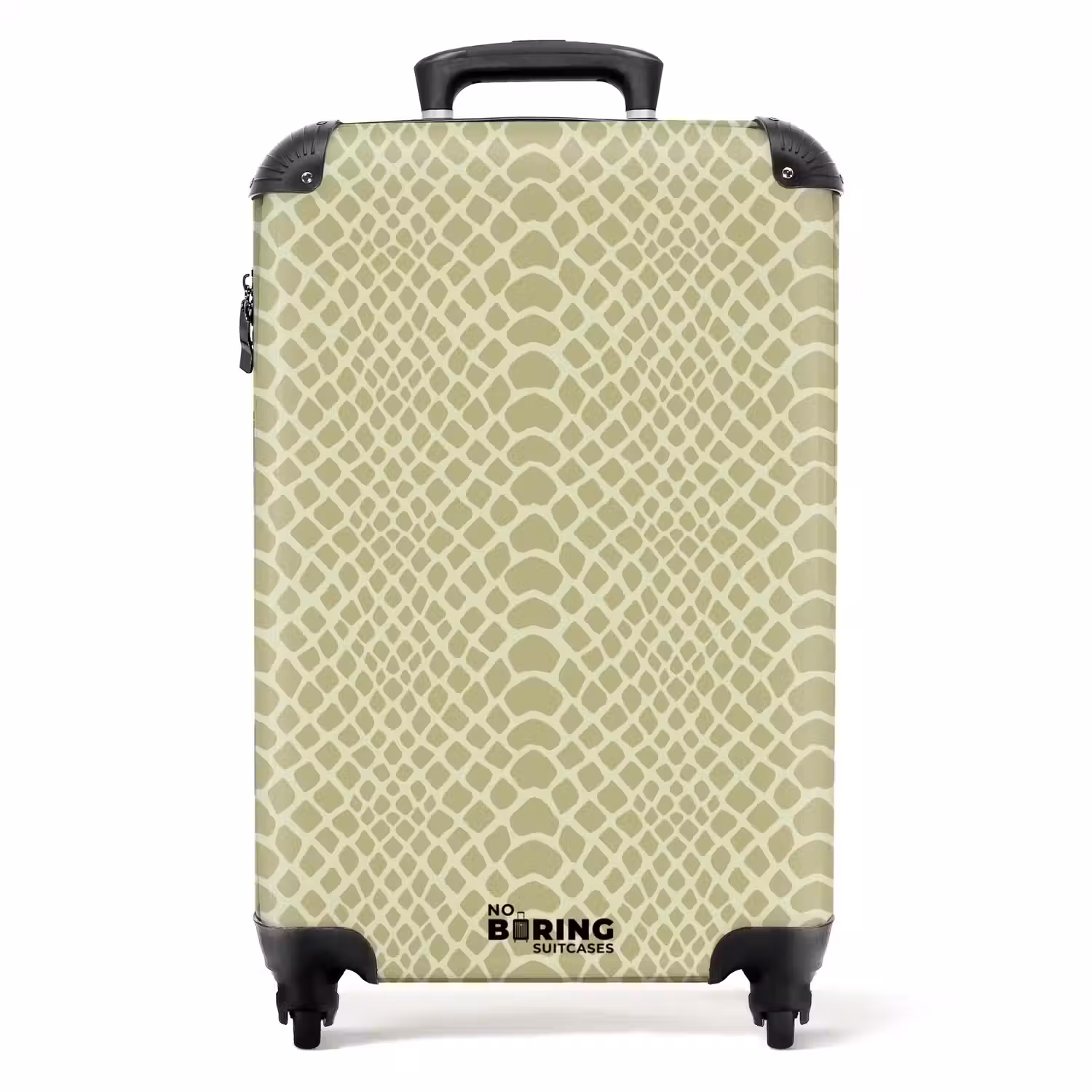 Beige slangenhuidmotief met symmetrisch patroon NBS - Handbagage koffer - Volwassenen Unisex middel -productfoto_recht