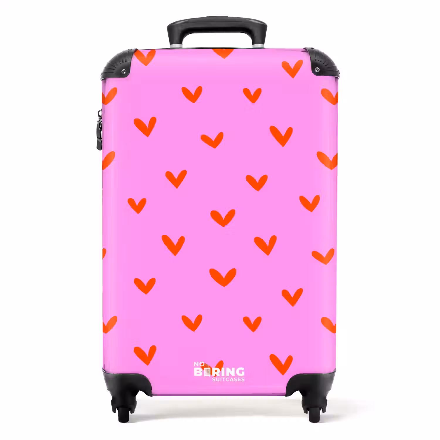 Herhalend hartjespatroon op roze achtergrond NBS - Handbagage koffer - Kinderen Unisex middel -productfoto_recht