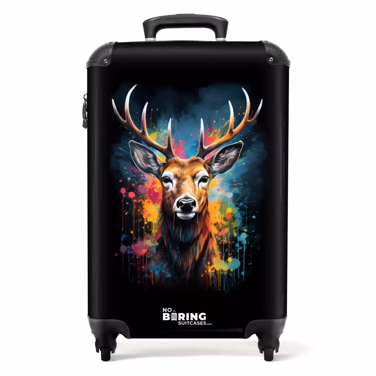 Hert met gewei tussen graffiti spray NBS - Handbagage koffer - Unisex middel -productfoto_recht
