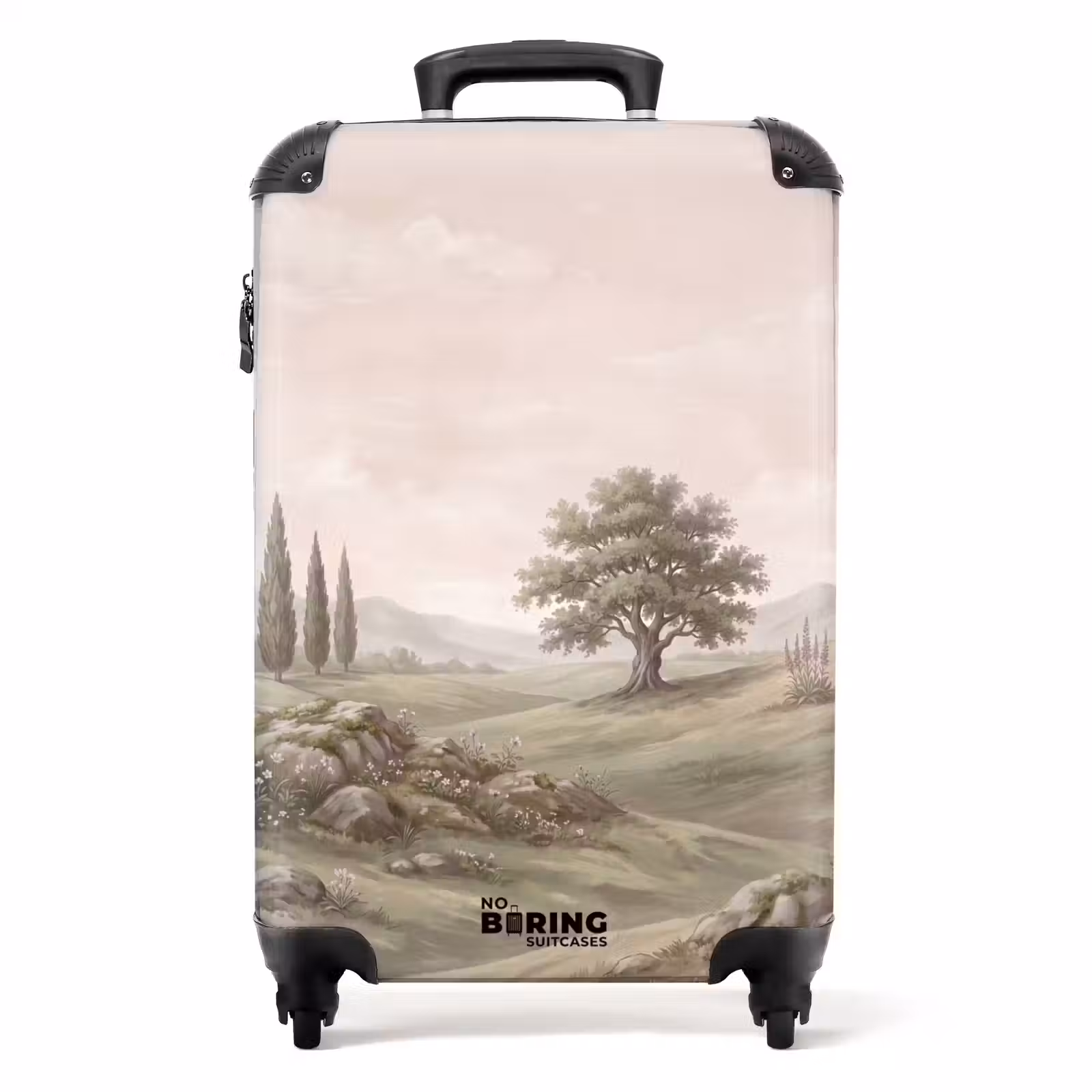 Koffer - Heuvellandschap - Bomen - Natuur - Groen - Heuvellandschap - Bomen - Natuur - Groen NBS - Handbagage koffer - Volwassenen Unisex middel