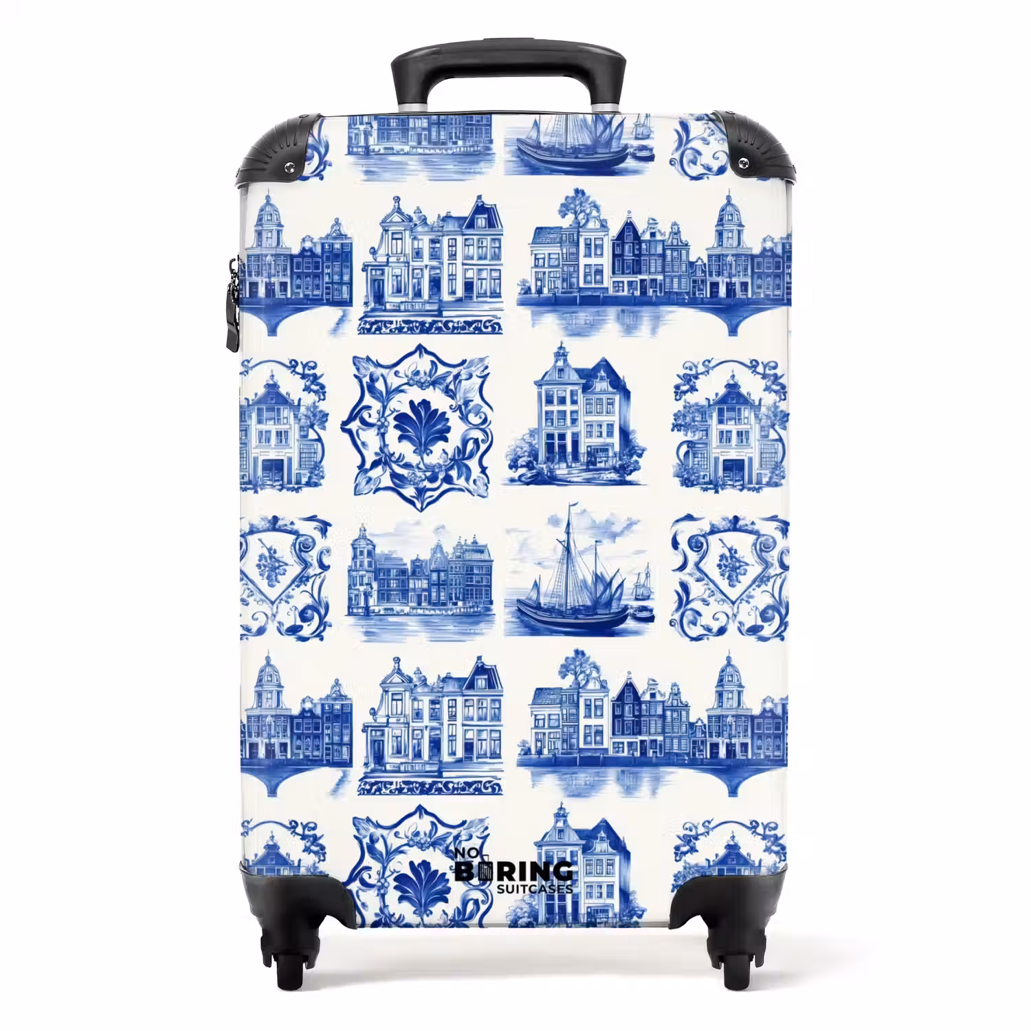 Huizen - Schepen - Blauw NBS - Handbagage koffer - Volwassenen Unisex middel -productfoto_recht