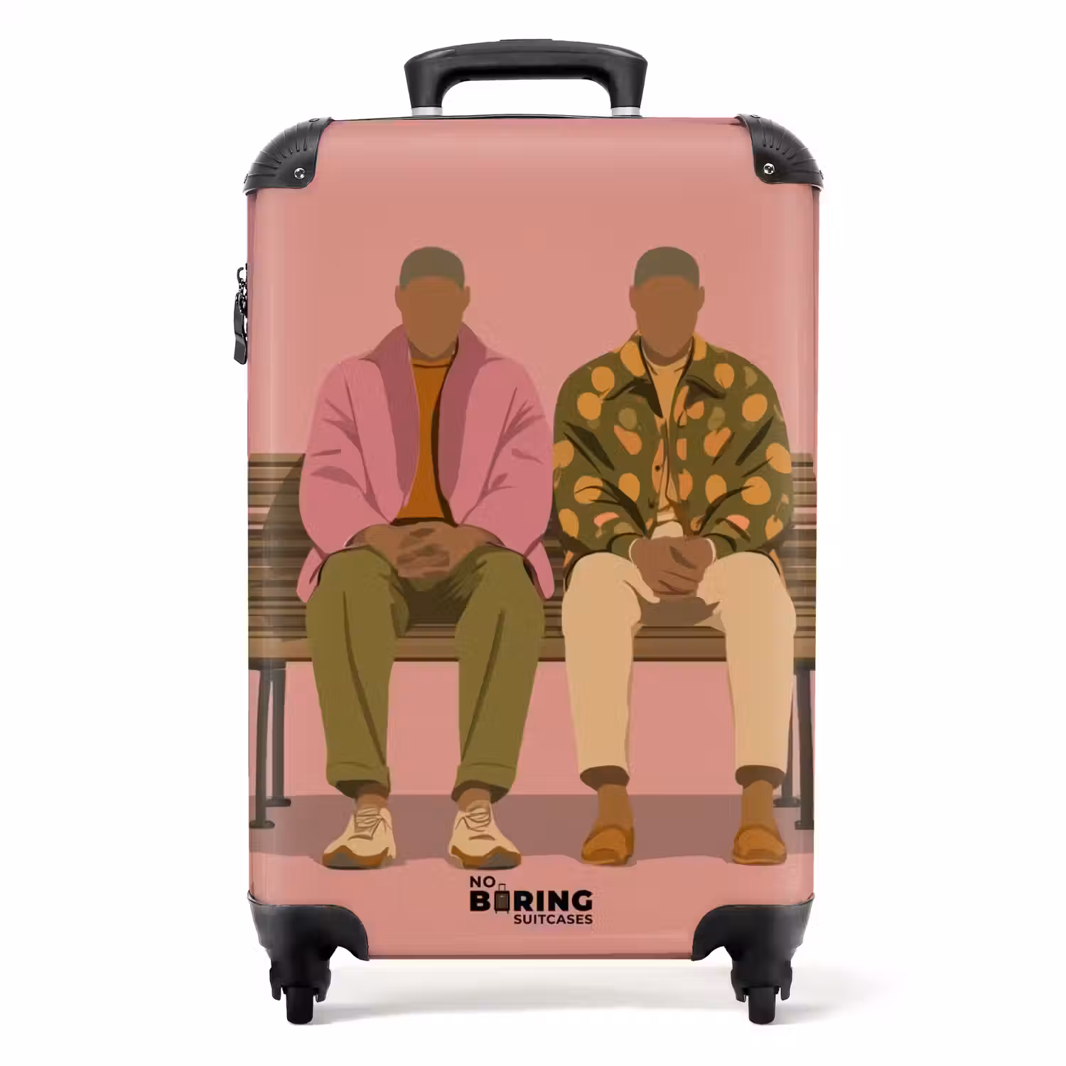 Illustratie - Bankje - Personen - Minimalistisch NBS - Handbagage koffer - Volwassenen Unisex middel -productfoto_recht