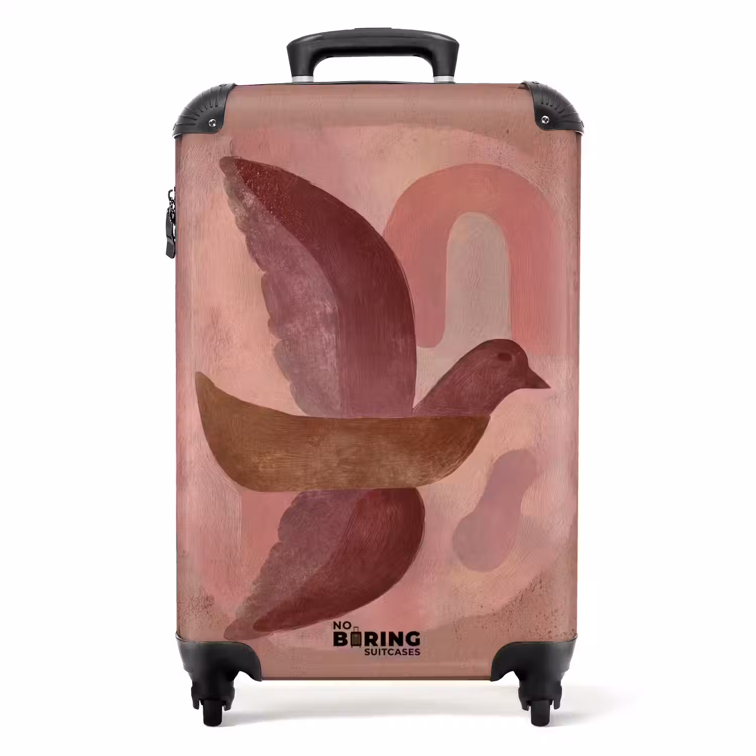 Illustratie - Vogels - Abstract - Roze NBS - Handbagage koffer - Volwassenen Unisex middel -productfoto_recht
