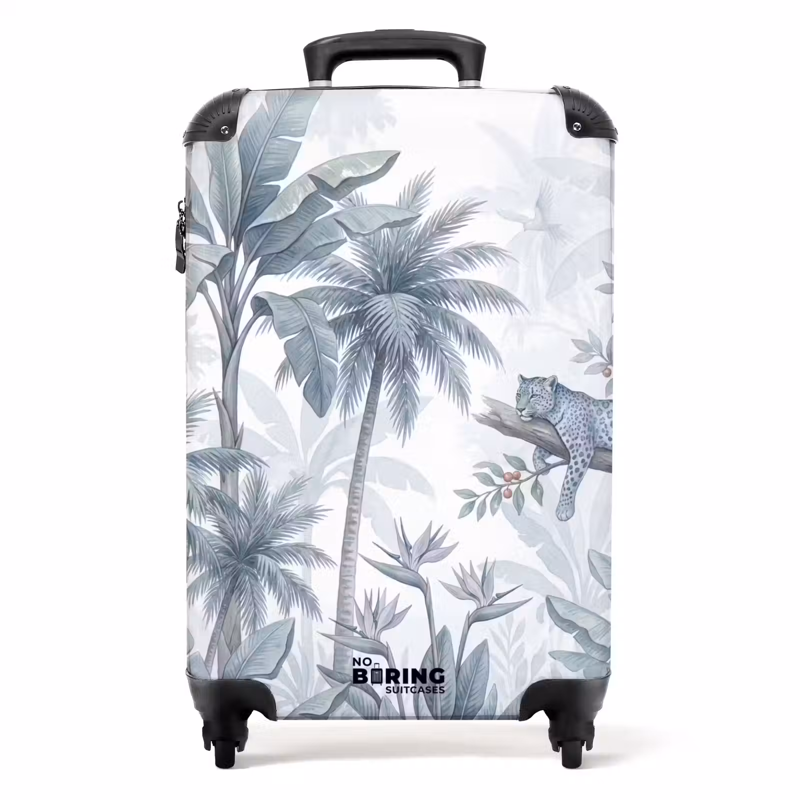 Koffer - Kat - Tropisch bos - Modern - Grijs - Kat - Tropisch bos - Modern - Grijs NBS - Handbagage koffer - Volwassenen Unisex middel