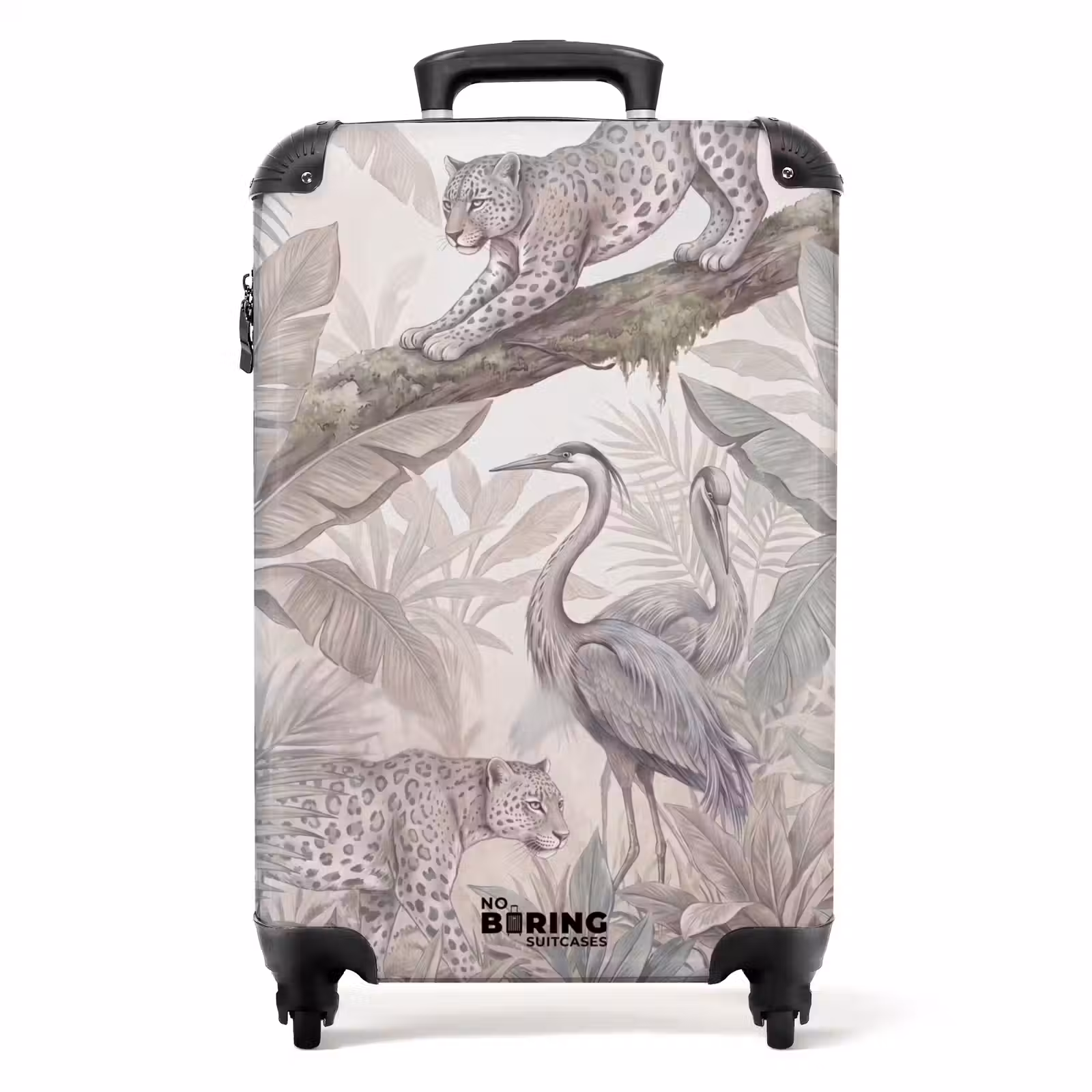 Koffer - Kat - Vogel - Jungle - Illustratie - Dieren - Kat - Vogel - Jungle - Illustratie - Dieren NBS - Handbagage koffer - Volwassenen Unisex middel