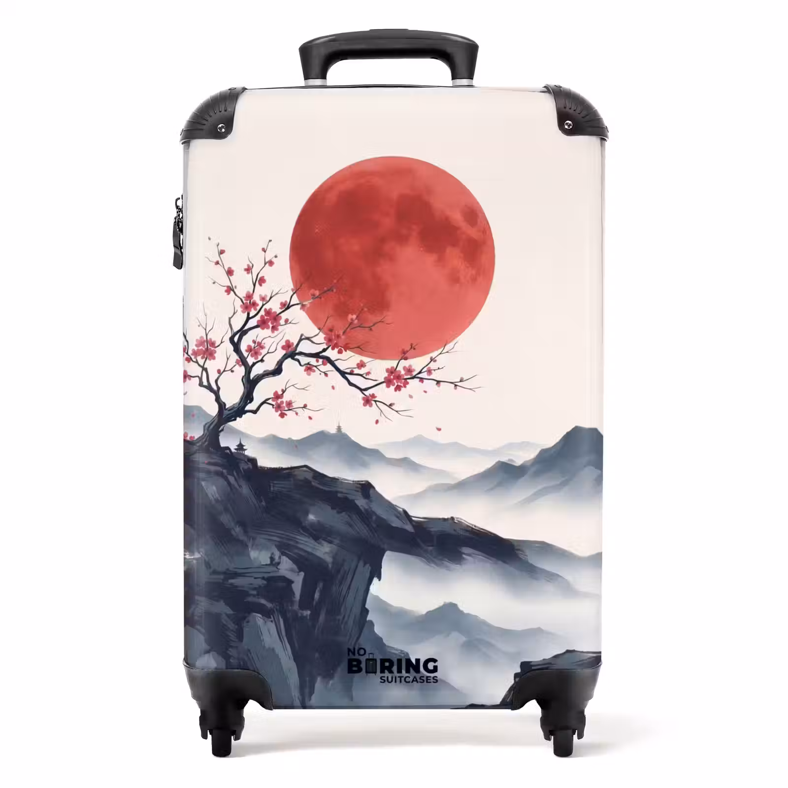 Koffer - Kersenbloesem - Oosters - Rood - Kersenbloesem - Oosters - Rood NBS - Handbagage koffer - Volwassenen Unisex middel