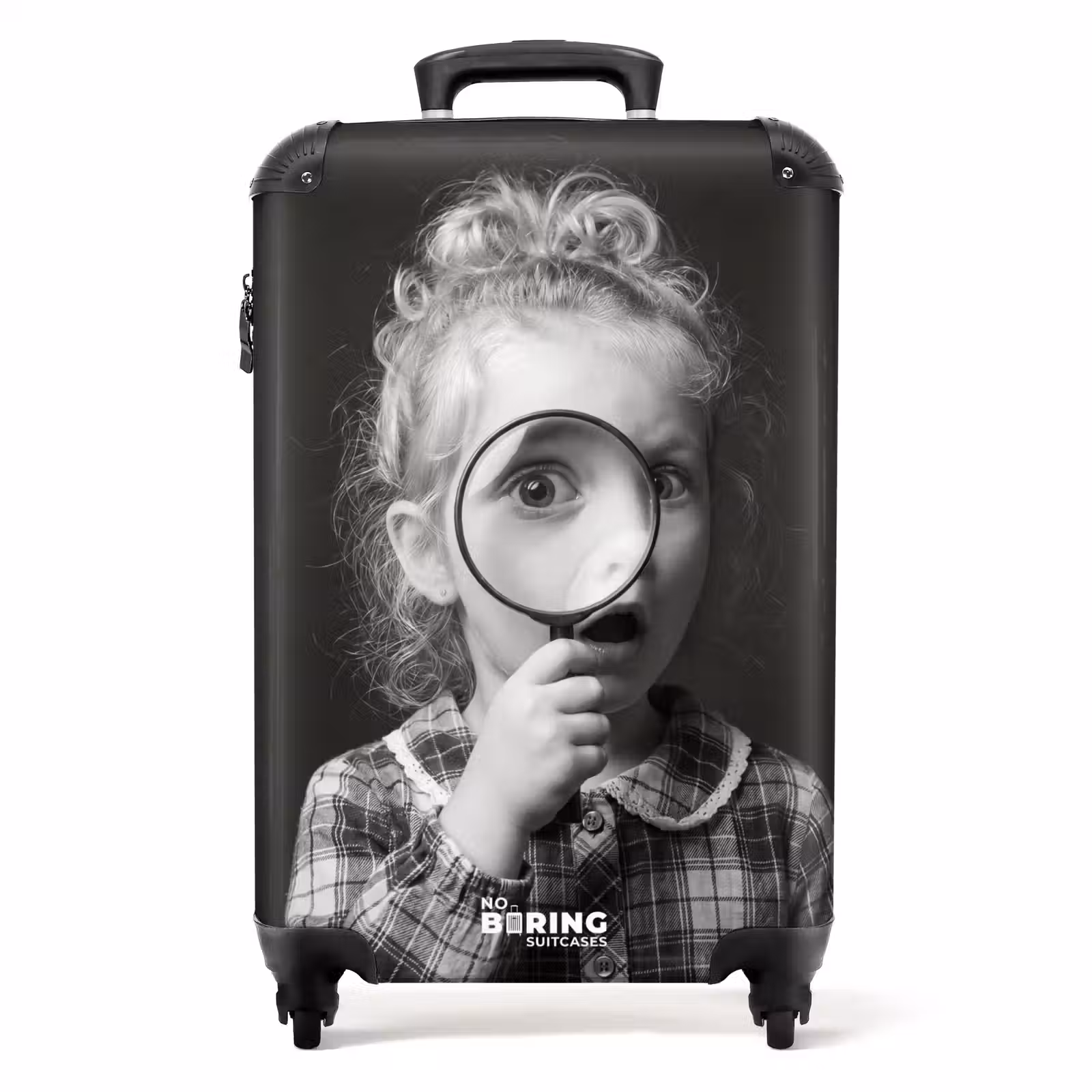 Koffer - Kind - Vergrootglas - Portret - Zwart-wit - Kind - Vergrootglas - Portret - Zwart-wit NBS - Handbagage koffer - Volwassenen Unisex middel