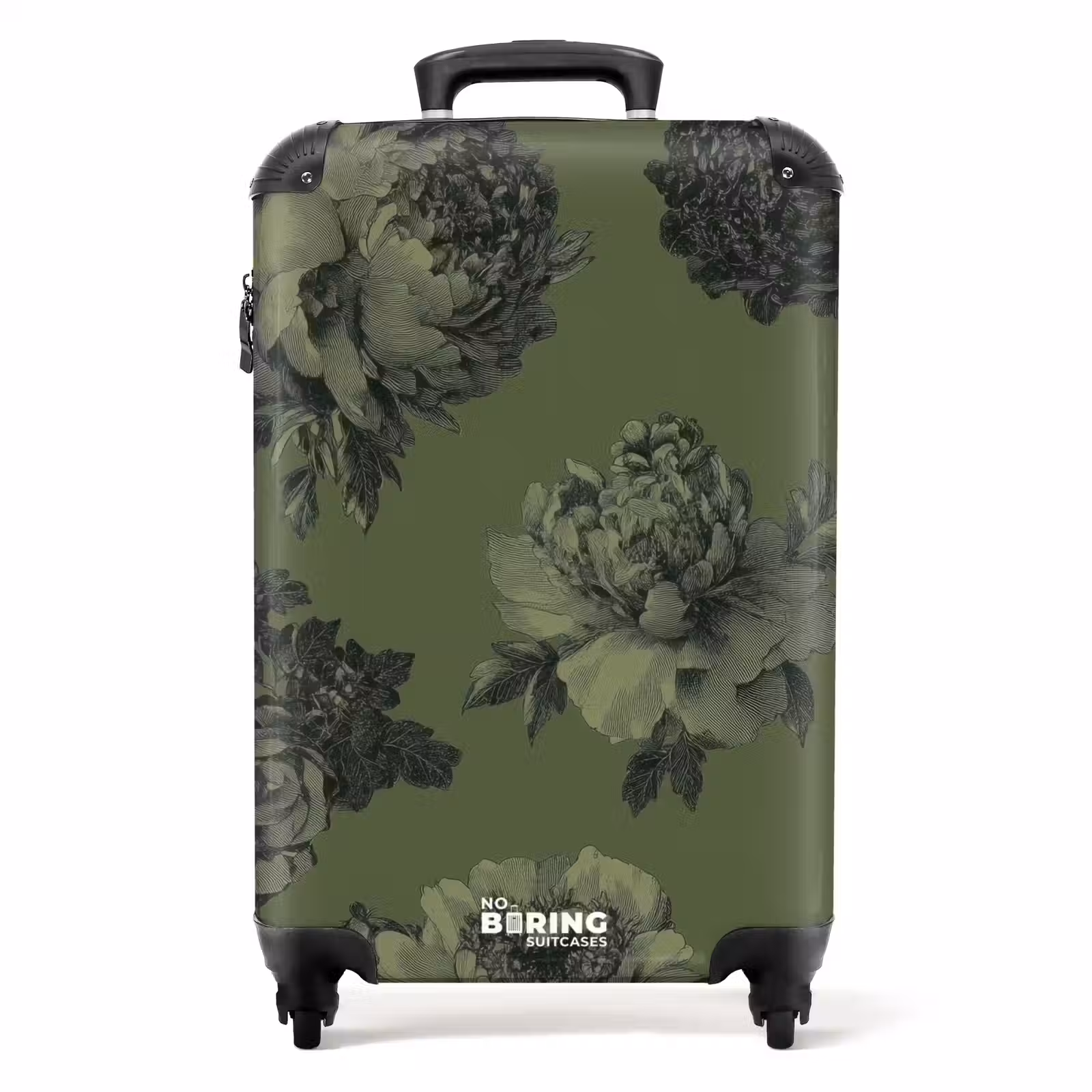 Koffer - Klassiek - botanisch - olijfgroen - bloemen - Klassiek - botanisch - olijfgroen - bloemen NBS - Handbagage koffer - Volwassenen Unisex middel