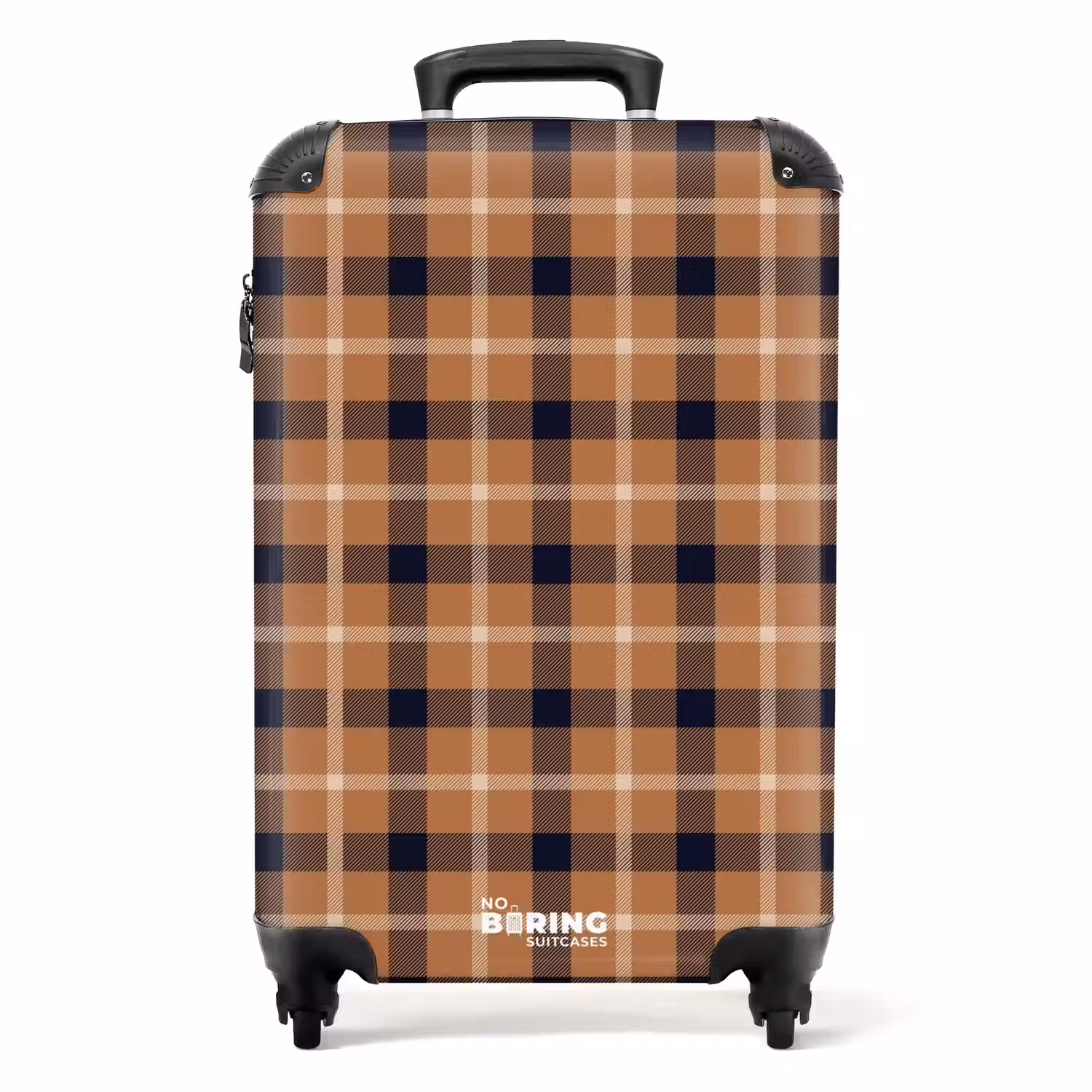 Klassiek dambordpatroon in camel en zwart NBS - Handbagage koffer - Kinderen Unisex middel -productfoto_recht