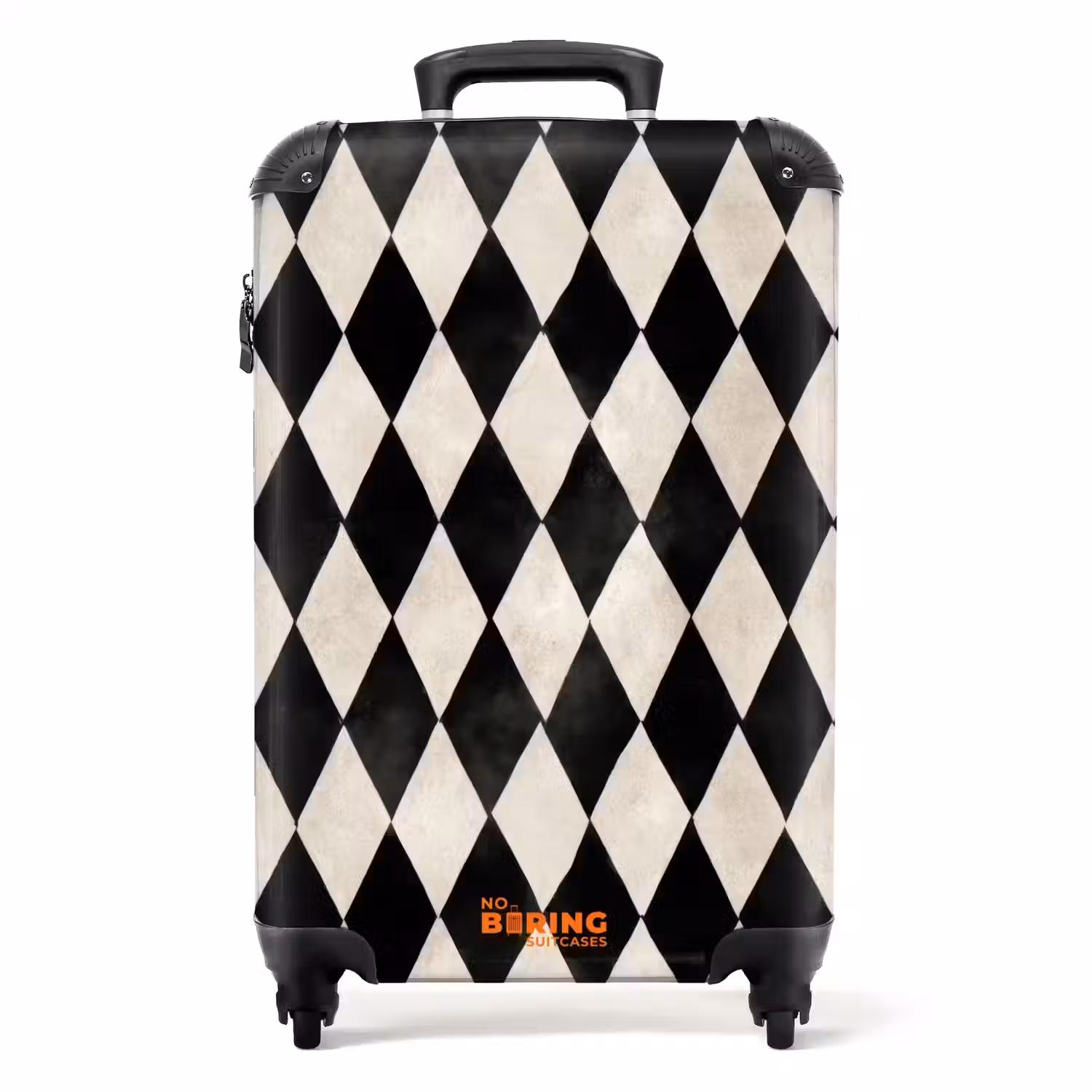 Klassiek - Patroon - Zwart NBS - Handbagage koffer - Volwassenen Unisex middel -productfoto_recht