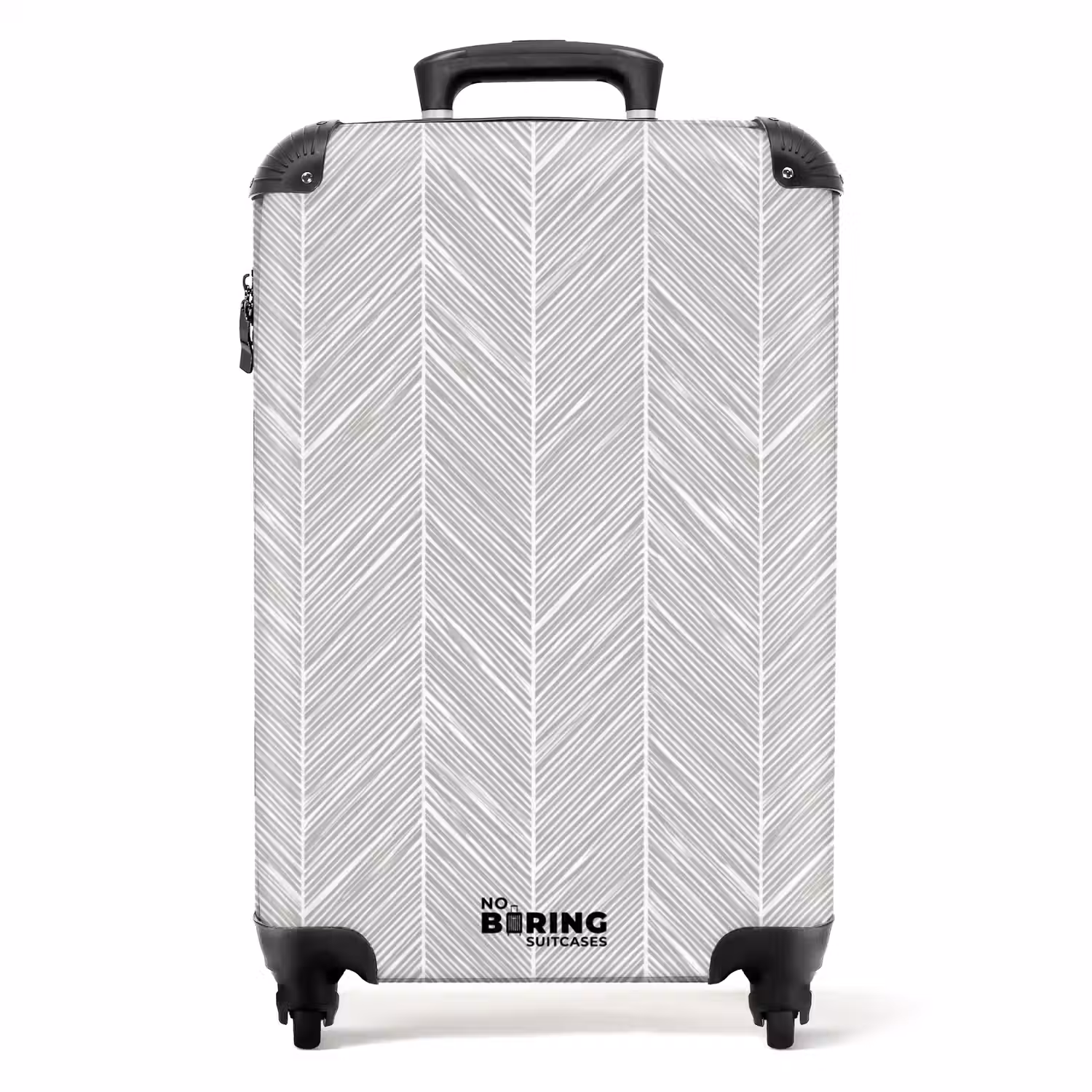 Klassiek - Visgraat - Grijs NBS - Handbagage koffer - Volwassenen Unisex middel -productfoto_recht