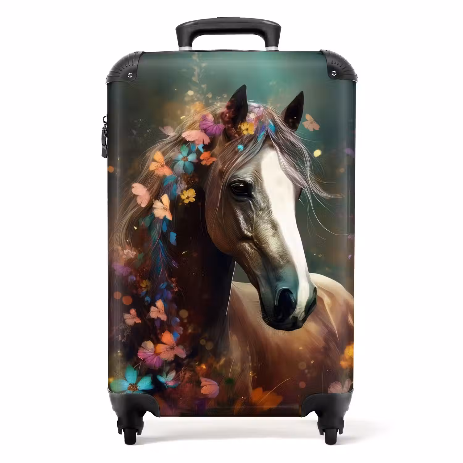 Koffer - Dieren - Paard - Natuur - Vlinder - Bloemen Koffer - NBS - Handbagage middel -productfoto_recht