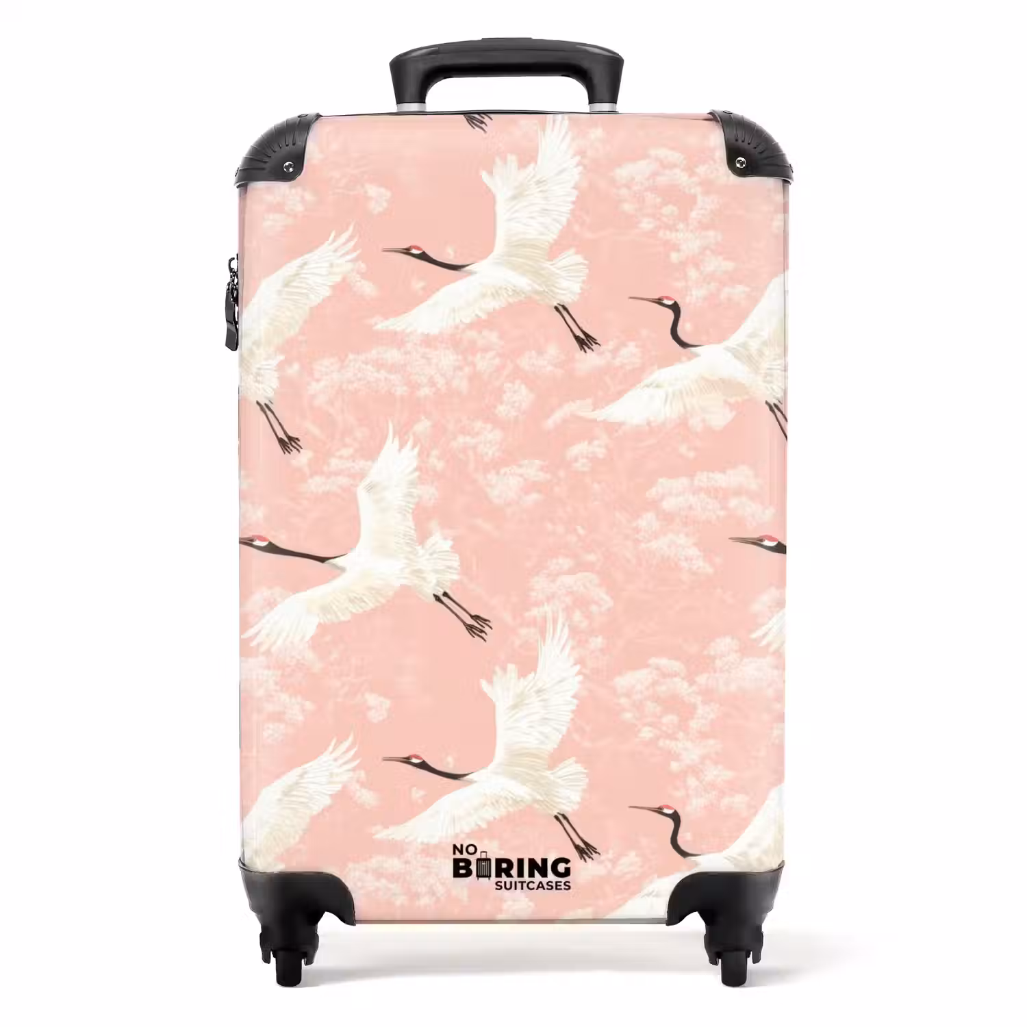 Kraanvogels - Bloesem - Roze NBS - Handbagage koffer - Volwassenen Unisex middel -productfoto_recht