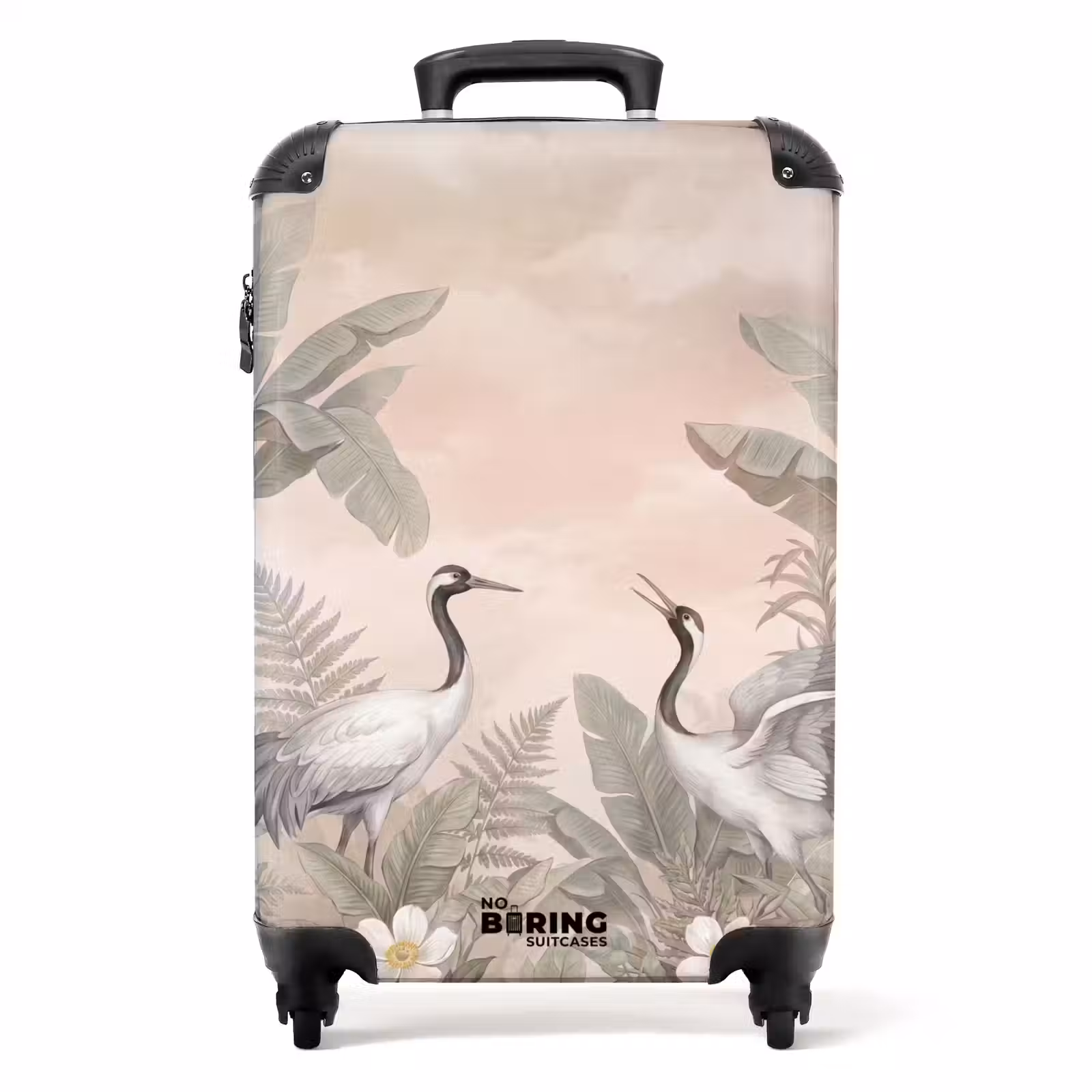 Koffer - Kraanvogels - Natuur - Roze - Kraanvogels - Natuur - Roze NBS - Handbagage koffer - Volwassenen Unisex middel