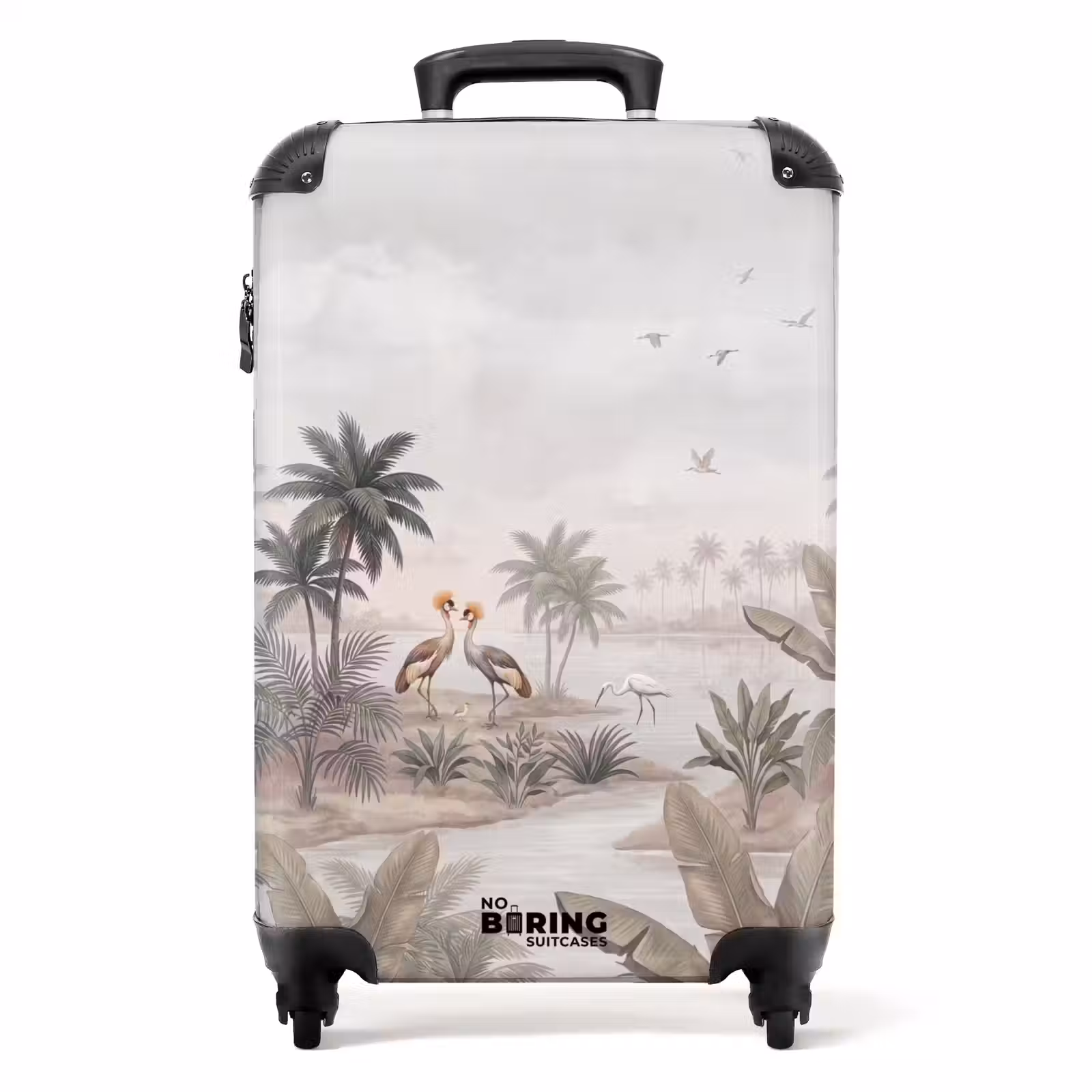 Koffer - Kraanvogels - Palmbomen - Tropisch - Kraanvogels - Palmbomen - Tropisch NBS - Handbagage koffer - Volwassenen Unisex middel
