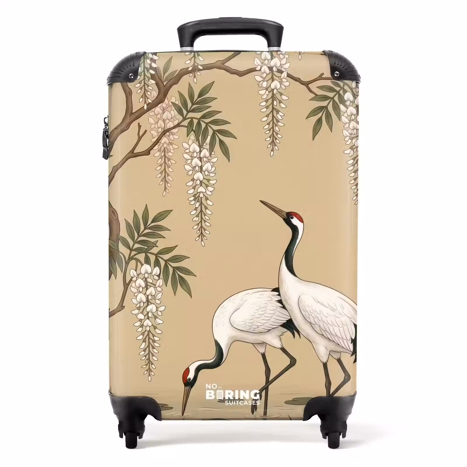Koffer - Kraanvogels - Water - Beige - Kraanvogels - Water - Beige NBS - Handbagage koffer - Volwassenen Unisex middel