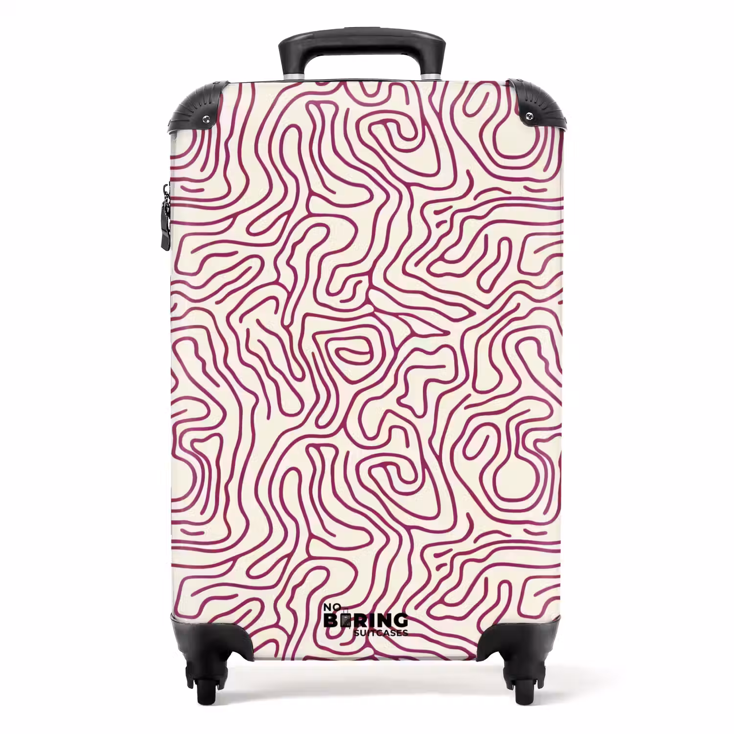 Kronkelende lijn - Magenta - Crème NBS - Handbagage koffer - Volwassenen Unisex middel -productfoto_recht