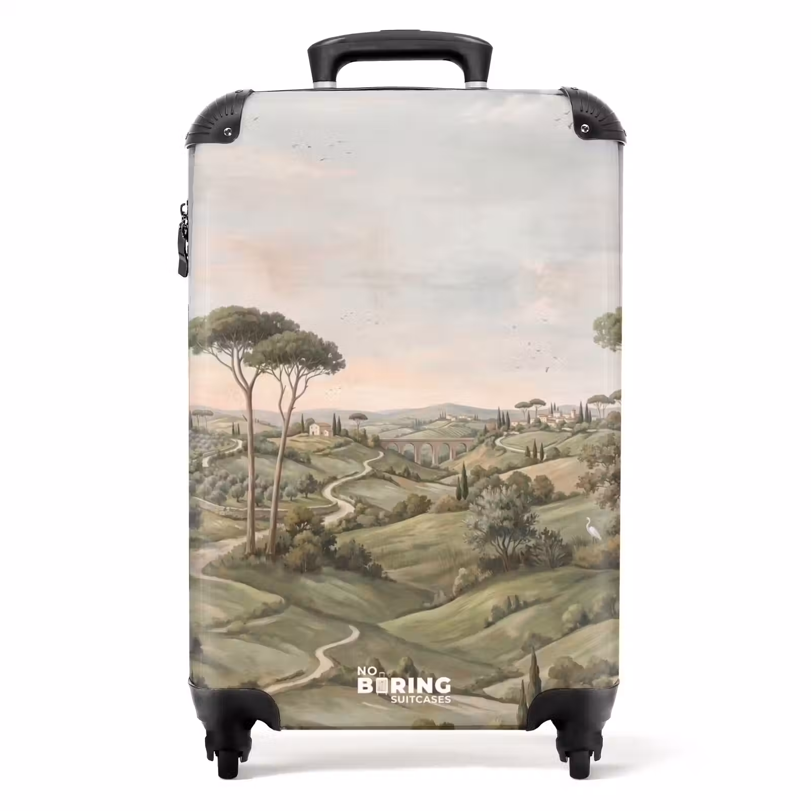 Koffer - Landschap - Heuvels - Zandpad - Groen - Landschap - Heuvels - Zandpad - Groen NBS - Handbagage koffer - Volwassenen Unisex middel