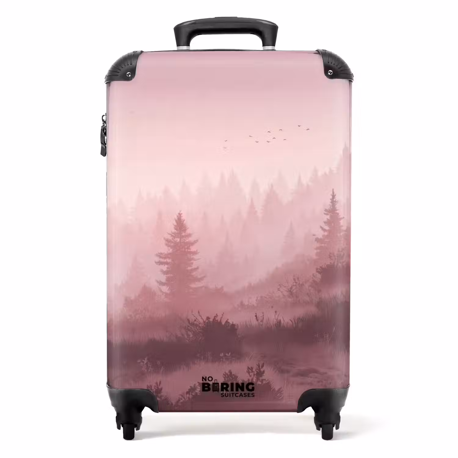 Landschap - Mistig - Roze NBS - Handbagage koffer - Volwassenen Unisex middel -productfoto_recht