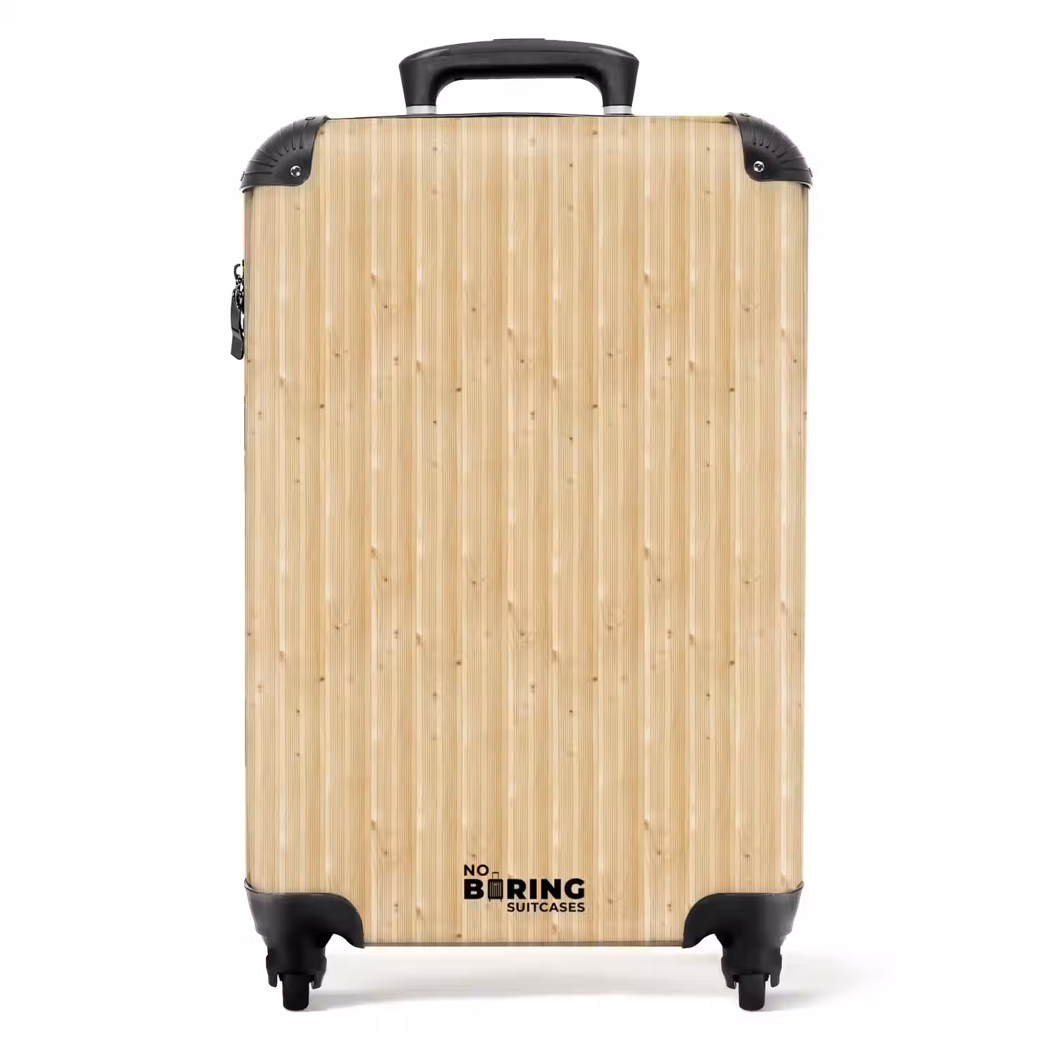 Licht dennenhout met verticale lijnen NBS - Handbagage koffer - Volwassenen Unisex middel -productfoto_recht