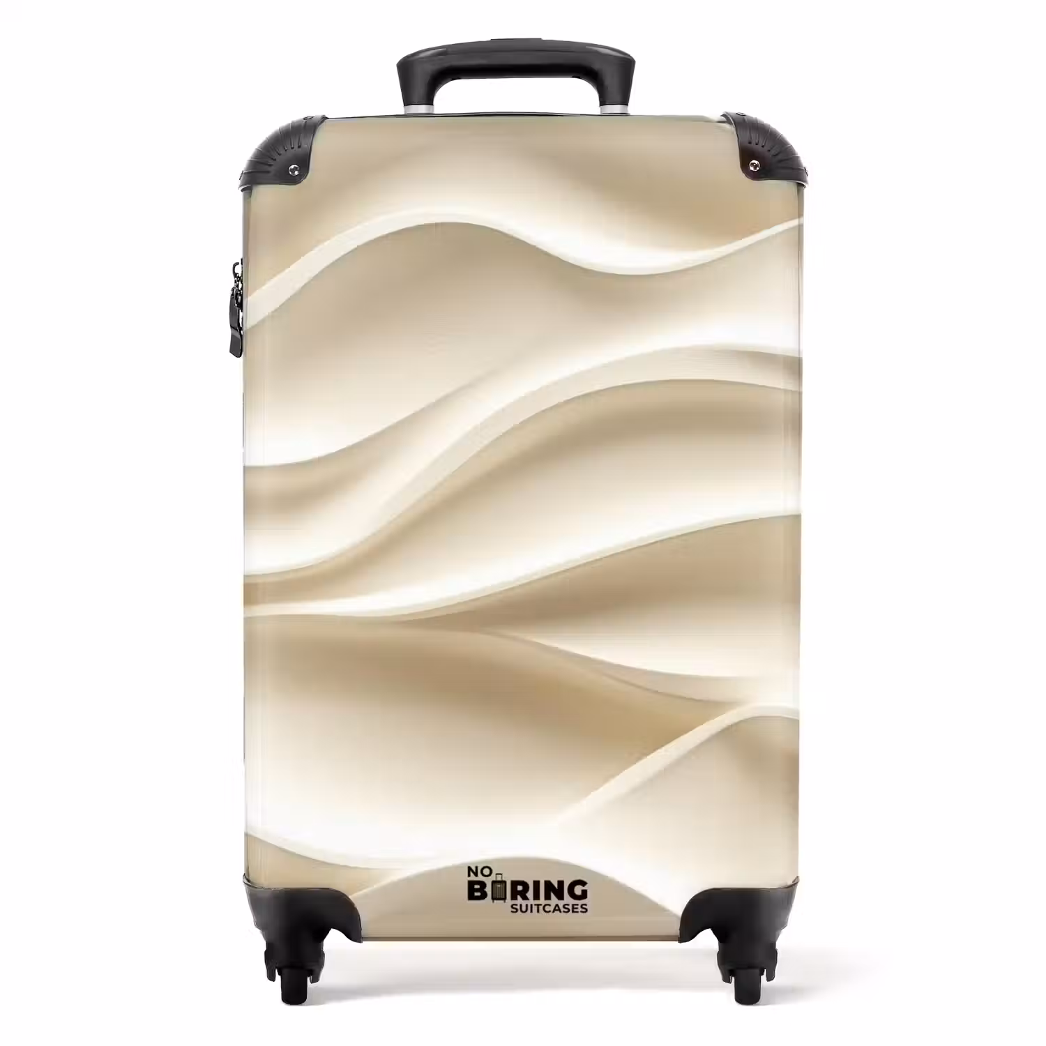 Lijnen - Golvend - Crème NBS - Handbagage koffer - Volwassenen Unisex middel -productfoto_recht