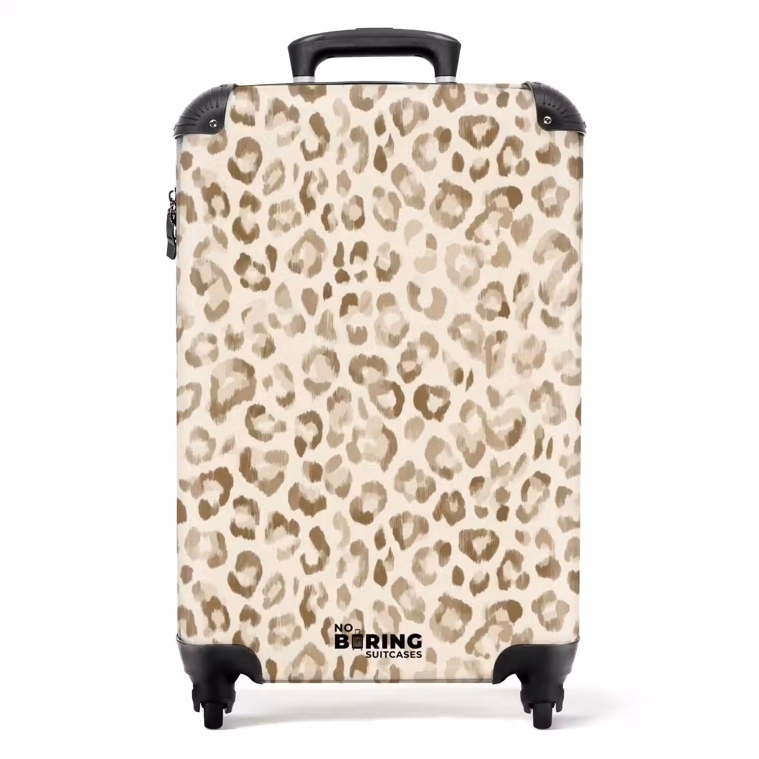 Luipaard - Klassiek - Beige NBS - Handbagage koffer - Volwassenen Unisex middel -productfoto_recht