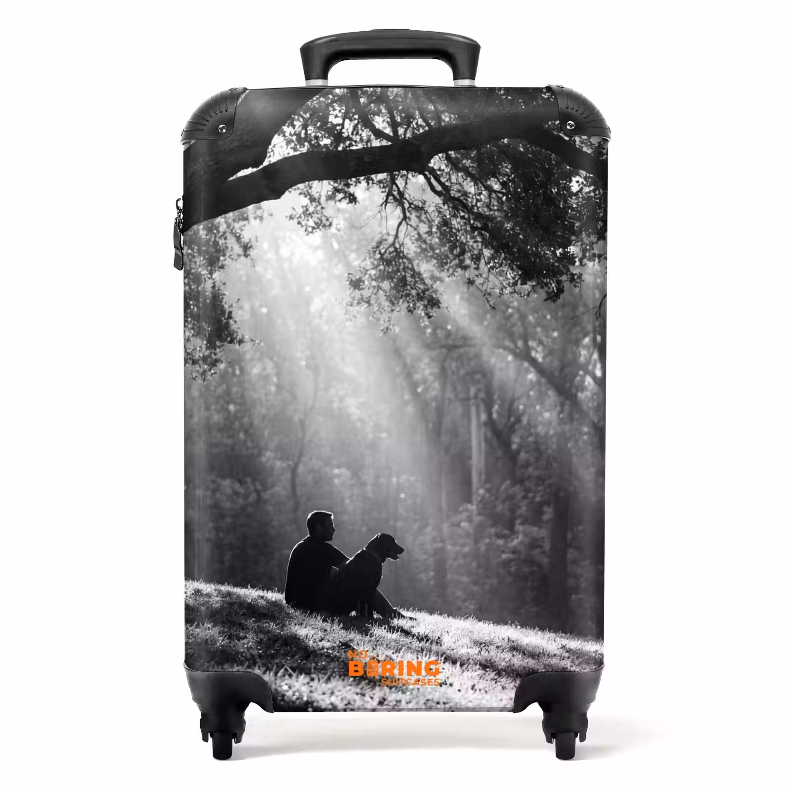 Koffer - Mens - Hond - Natuur - Zwart-wit - Silhouet - Mens - Hond - Natuur - Zwart-wit - Silhouet NBS - Handbagage koffer - Volwassenen Unisex middel