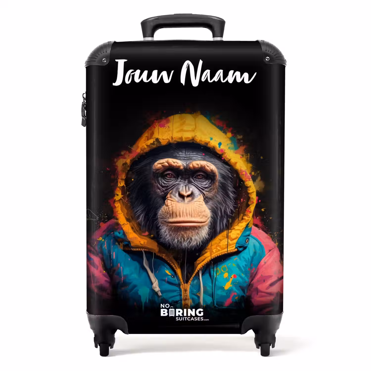 Aap met Kleurrijk Vest NBS - Handbagage koffer - Kinderen Unisex middel -productfoto_recht