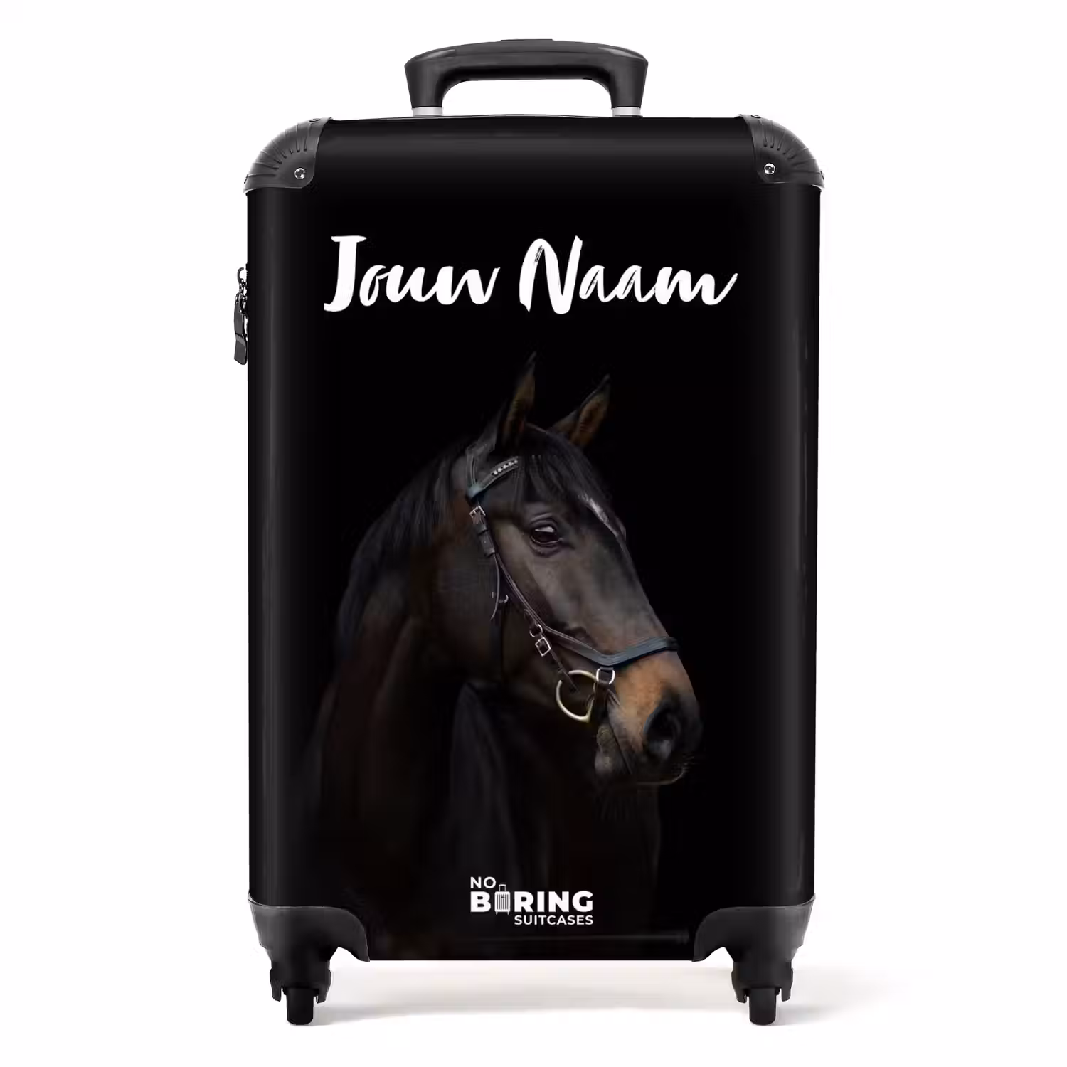 Elegant zwart paard NBS - Handbagage koffer - Kinderen Unisex middel -productfoto_recht