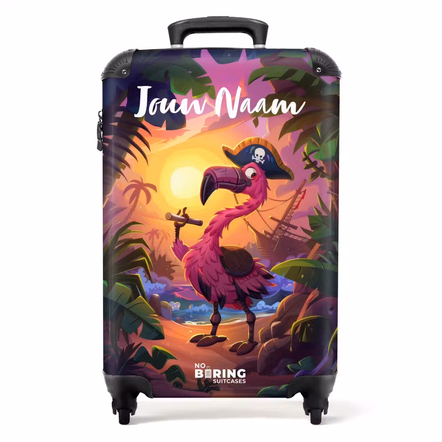 Fernando flamingo NBS - Handbagage koffer - Kinderen Unisex middel -productfoto_recht