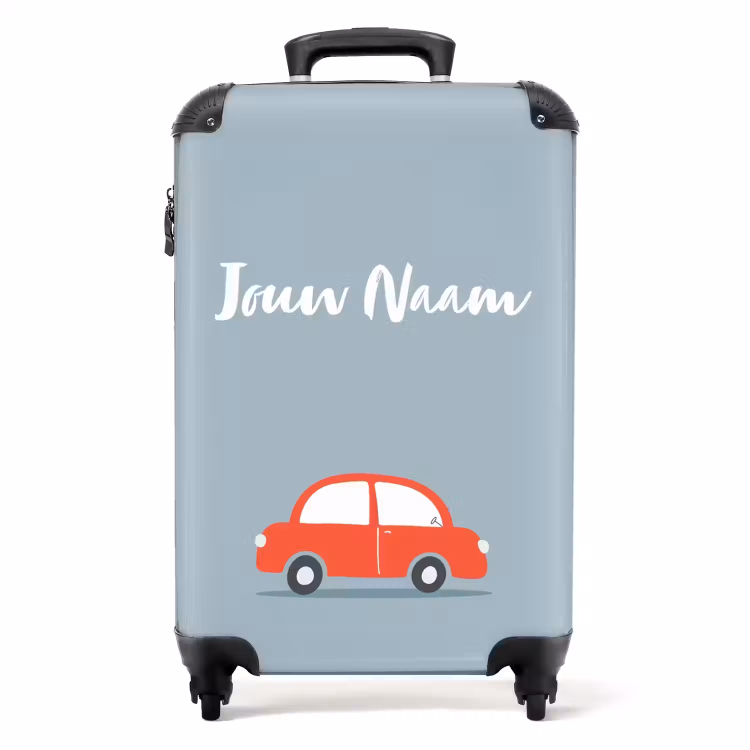 Rode auto blauwe achtergrond NBS - Handbagage koffer - Kinderen Unisex middel -productfoto_recht