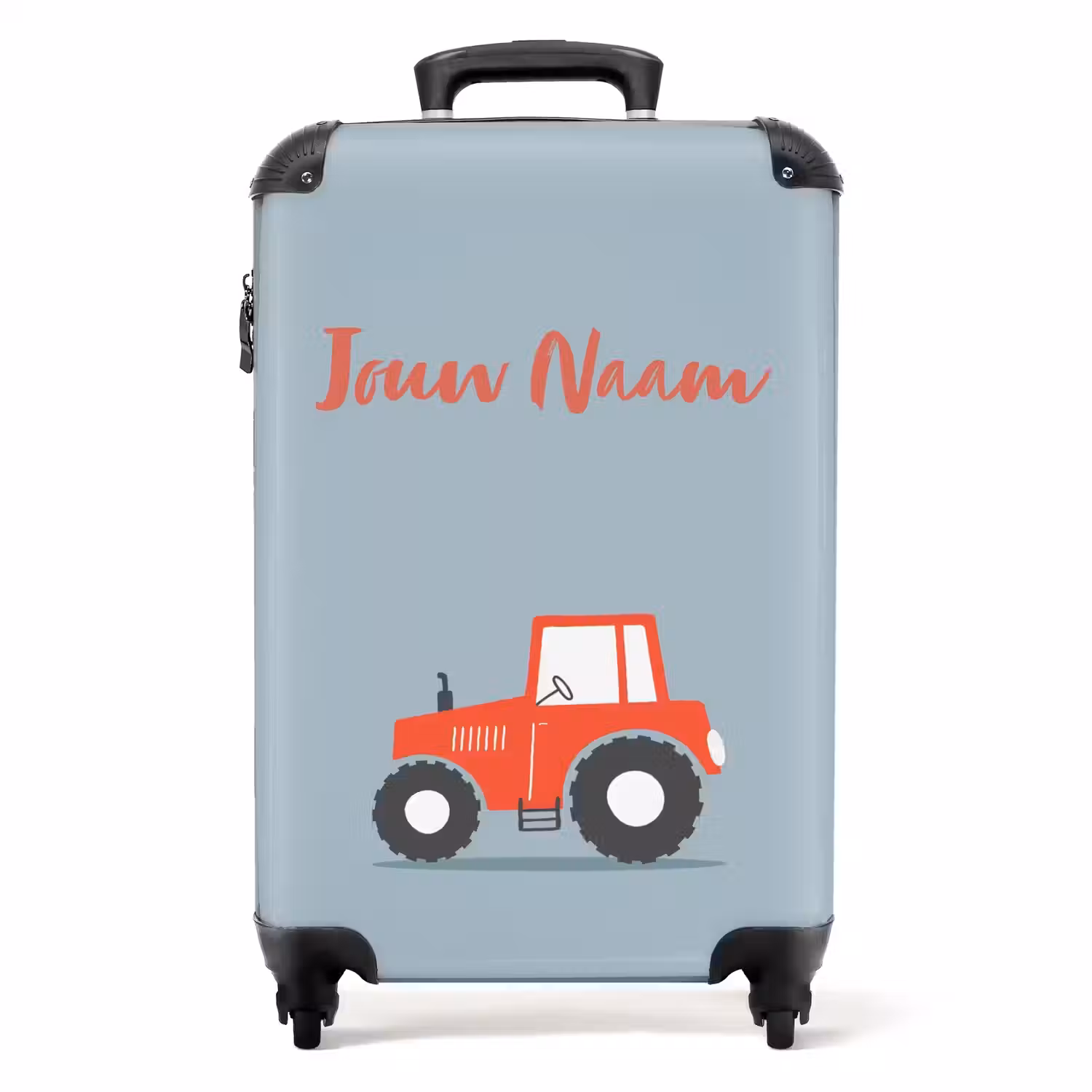 Rode trekker blauwe achtergrond NBS - Handbagage koffer - Kinderen Unisex middel -productfoto_recht