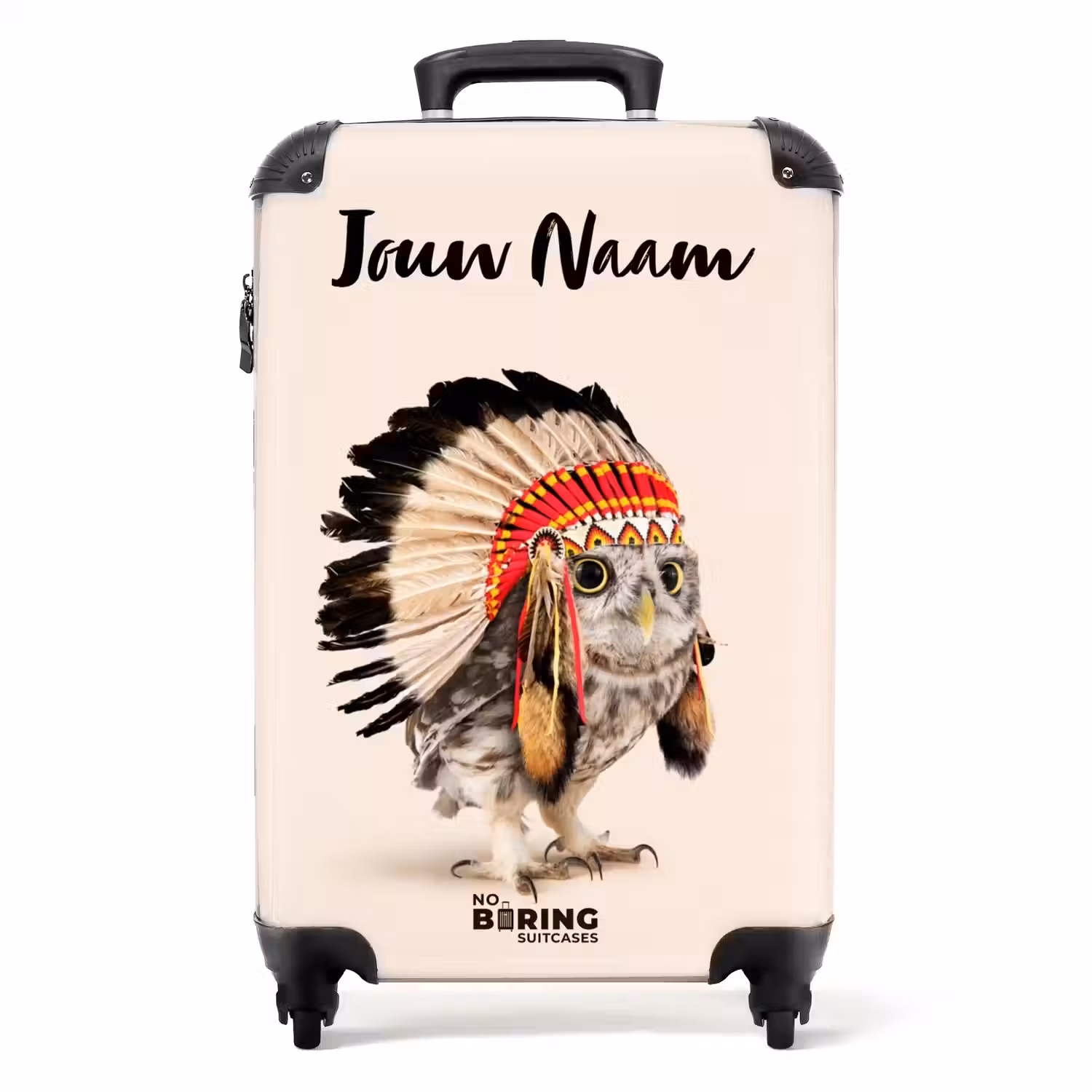 Uil als Indiaan NBS - Handbagage koffer - Kinderen Unisex middel -productfoto_recht