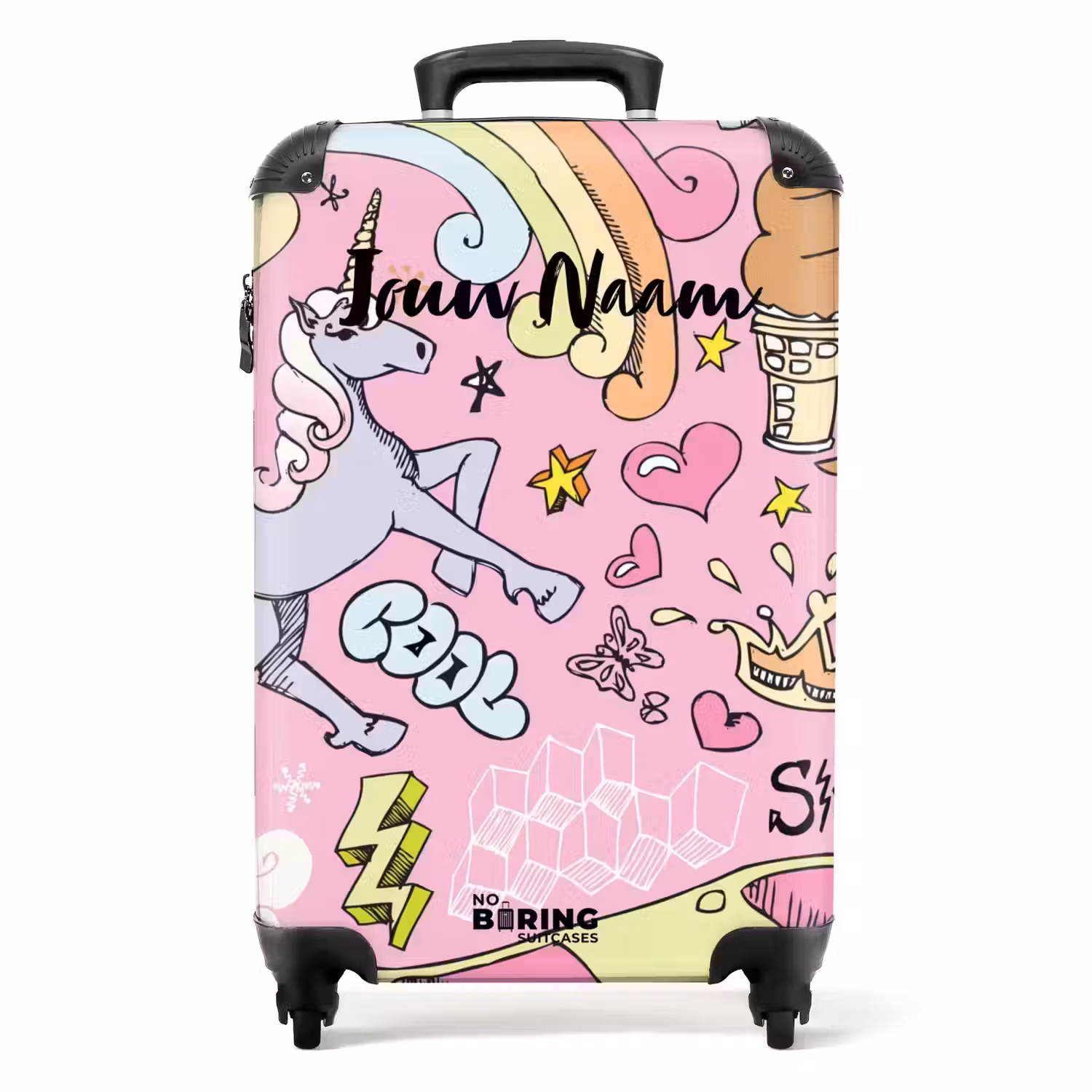 Unicorn doodles NBS - Handbagage koffer - Kinderen Unisex middel -productfoto_recht
