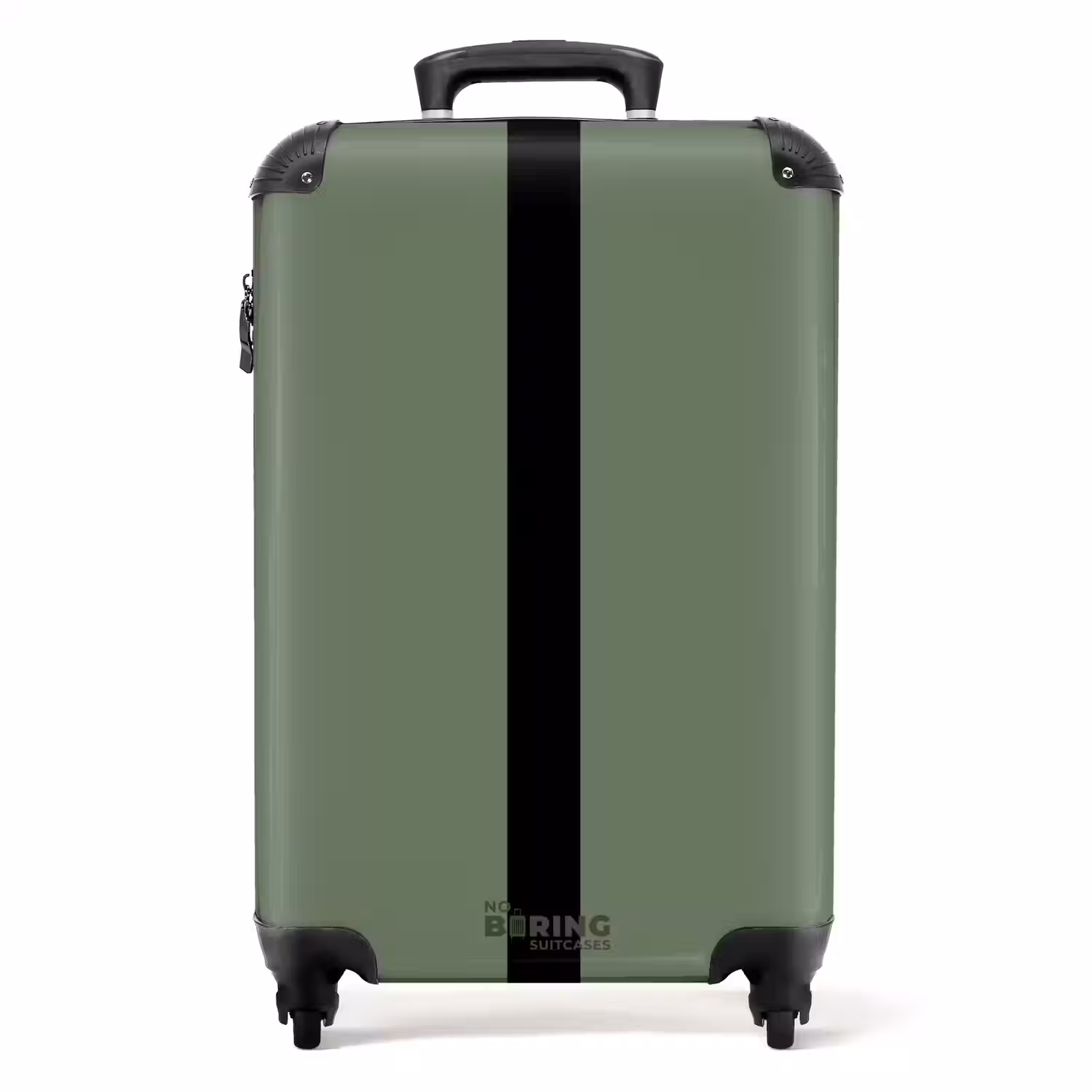 Minimal - Grijsgroen met zwarte streep NBS - Handbagage koffer - Unisex middel -productfoto_recht