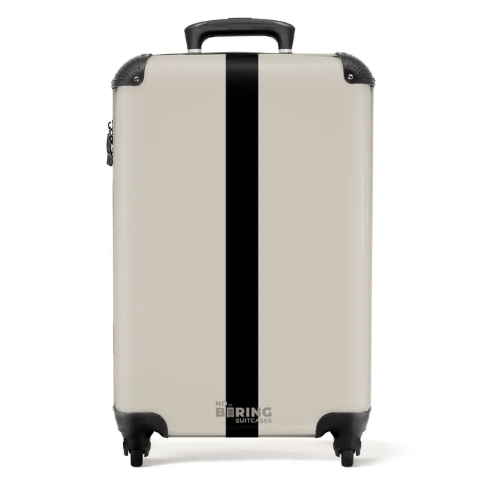 Minimal - Licht beige met zwarte streep NBS - Handbagage koffer - Unisex middel -productfoto_recht