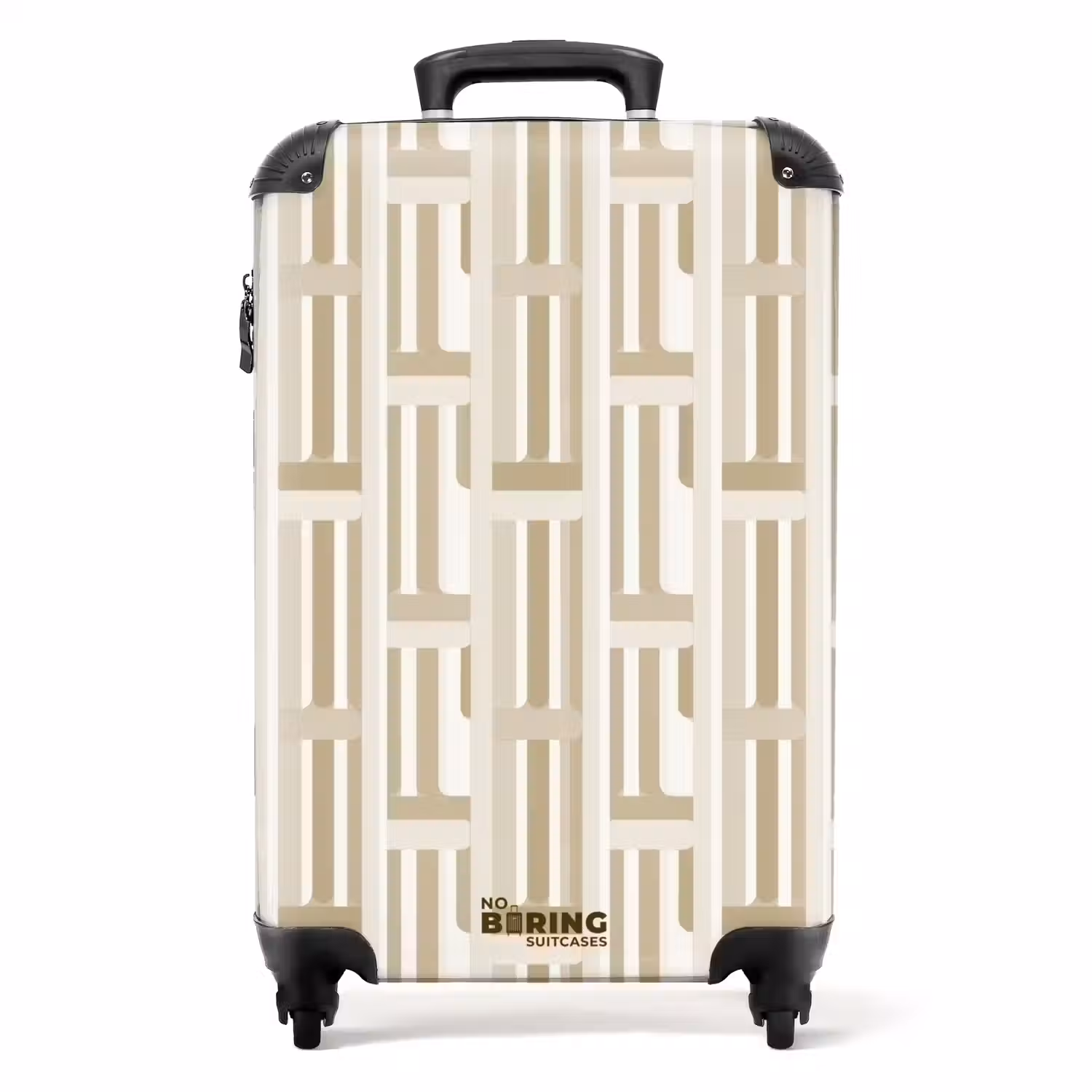 Modern - Geometrisch - Beige NBS - Handbagage koffer - Volwassenen Unisex middel -productfoto_recht