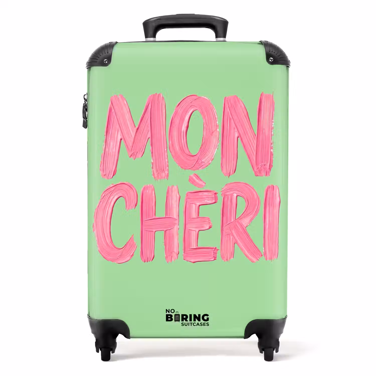 Mon cheri - Groen - Roze NBS - Handbagage koffer - Volwassenen Unisex middel -productfoto_recht